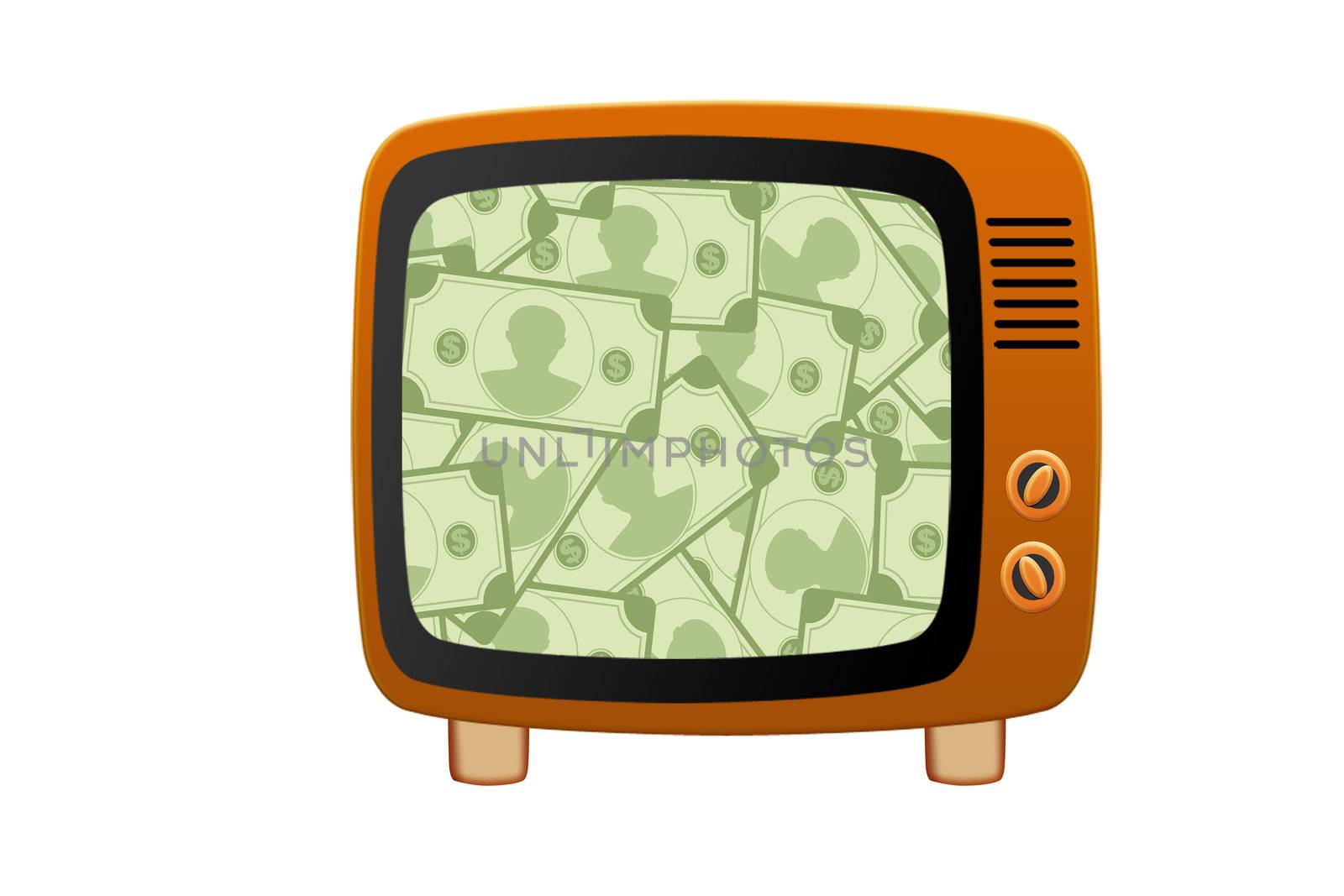 Retro tv with money