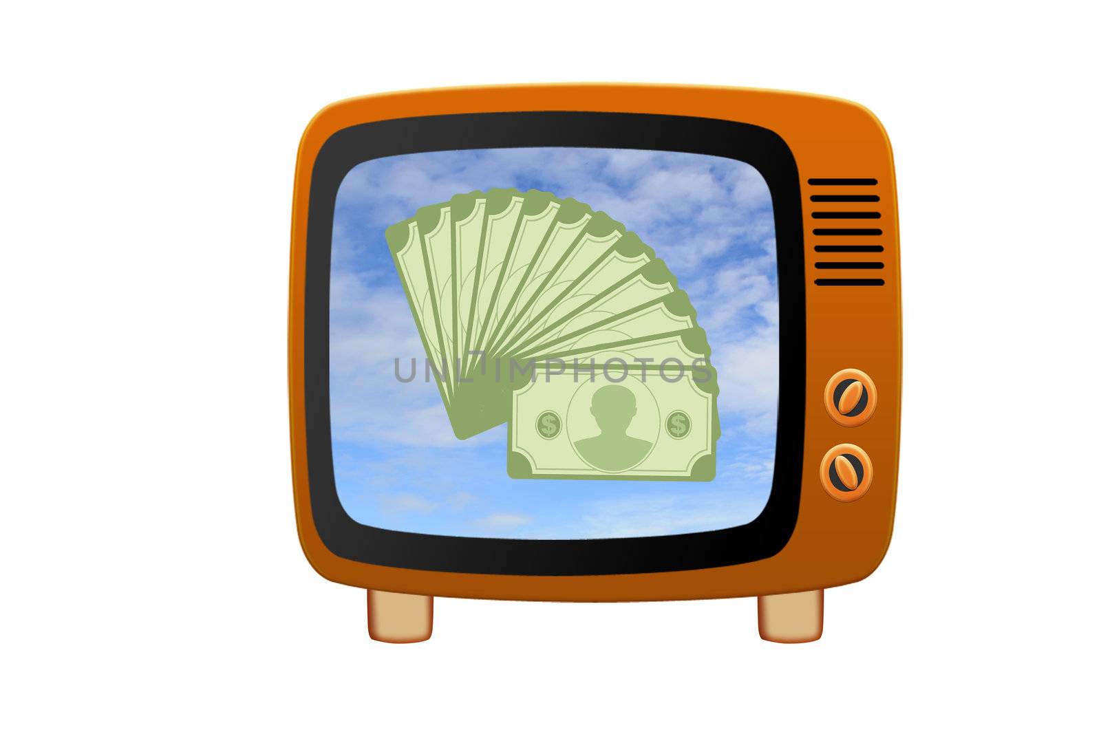 Retro tv with money