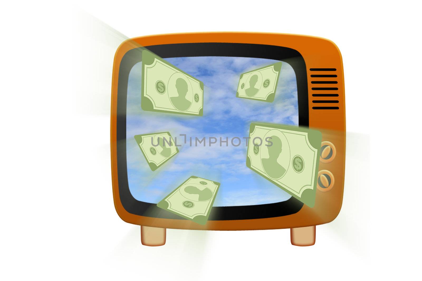 Retro tv with money