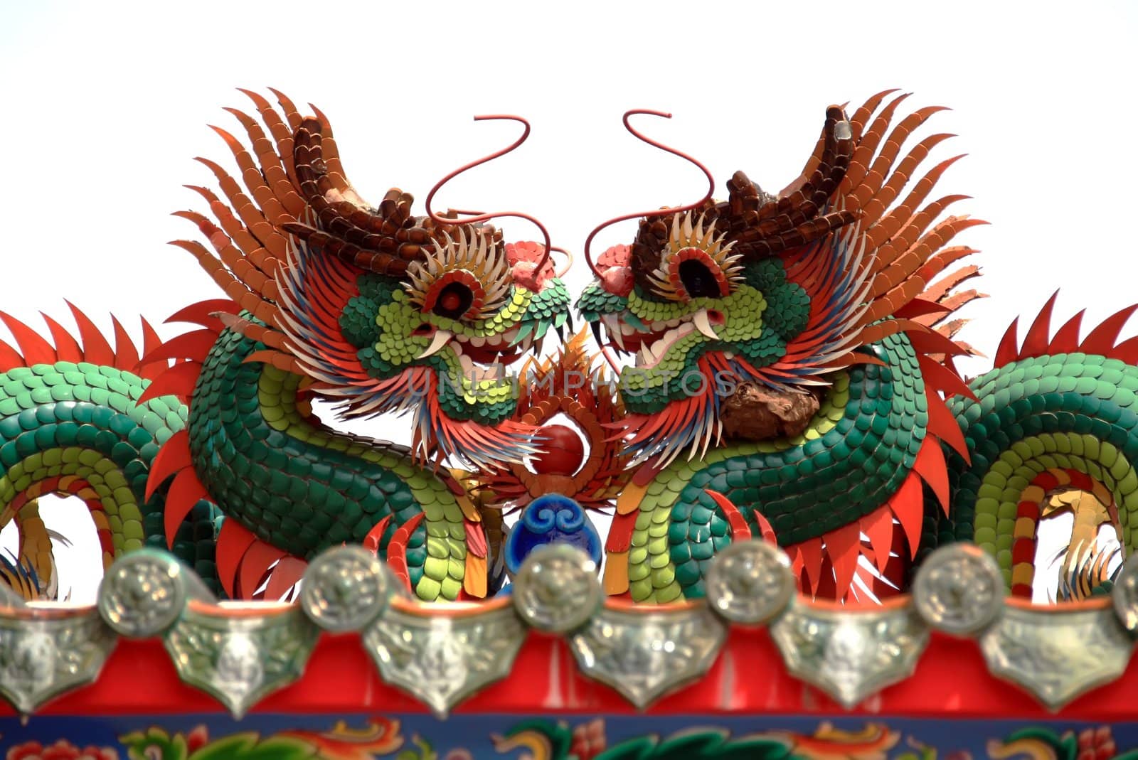 Colorful dragon statues