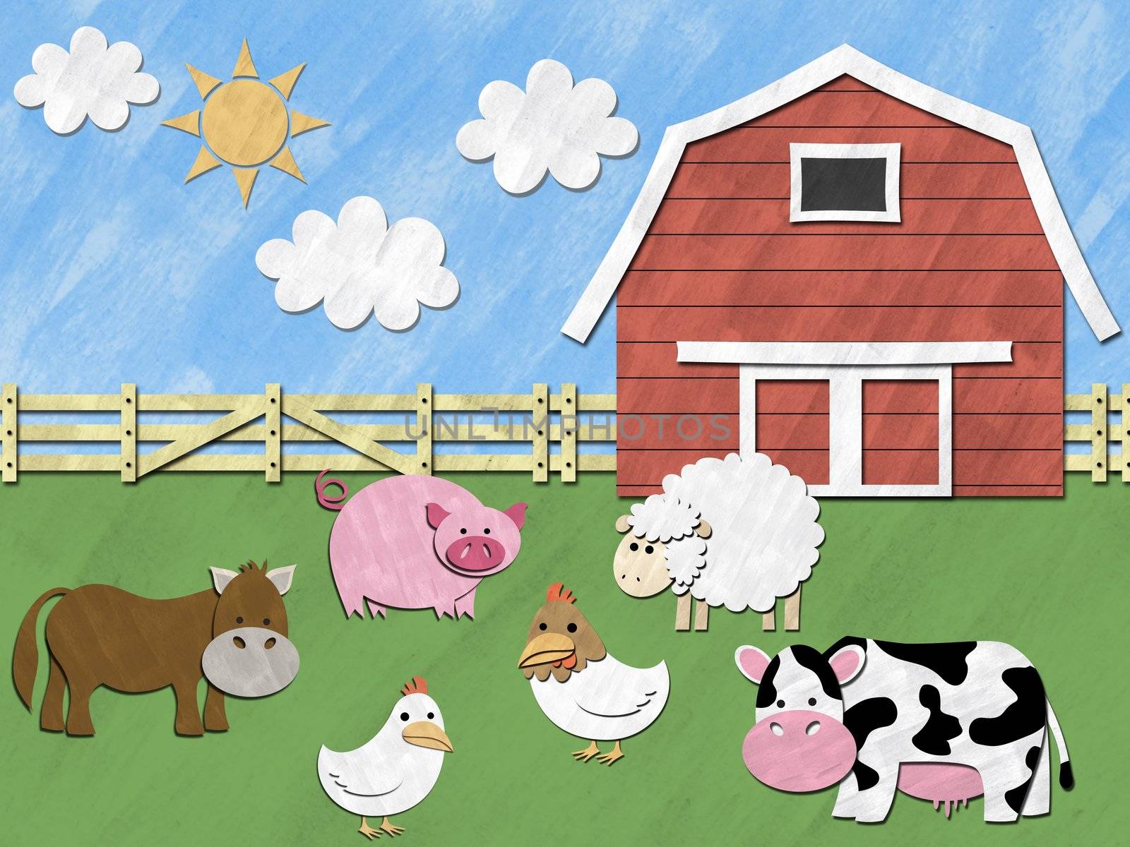 Farm animals on sunny day by Falara