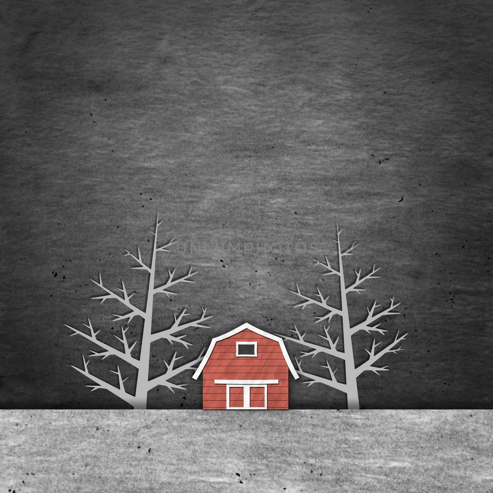 a red house in the dark by Falara