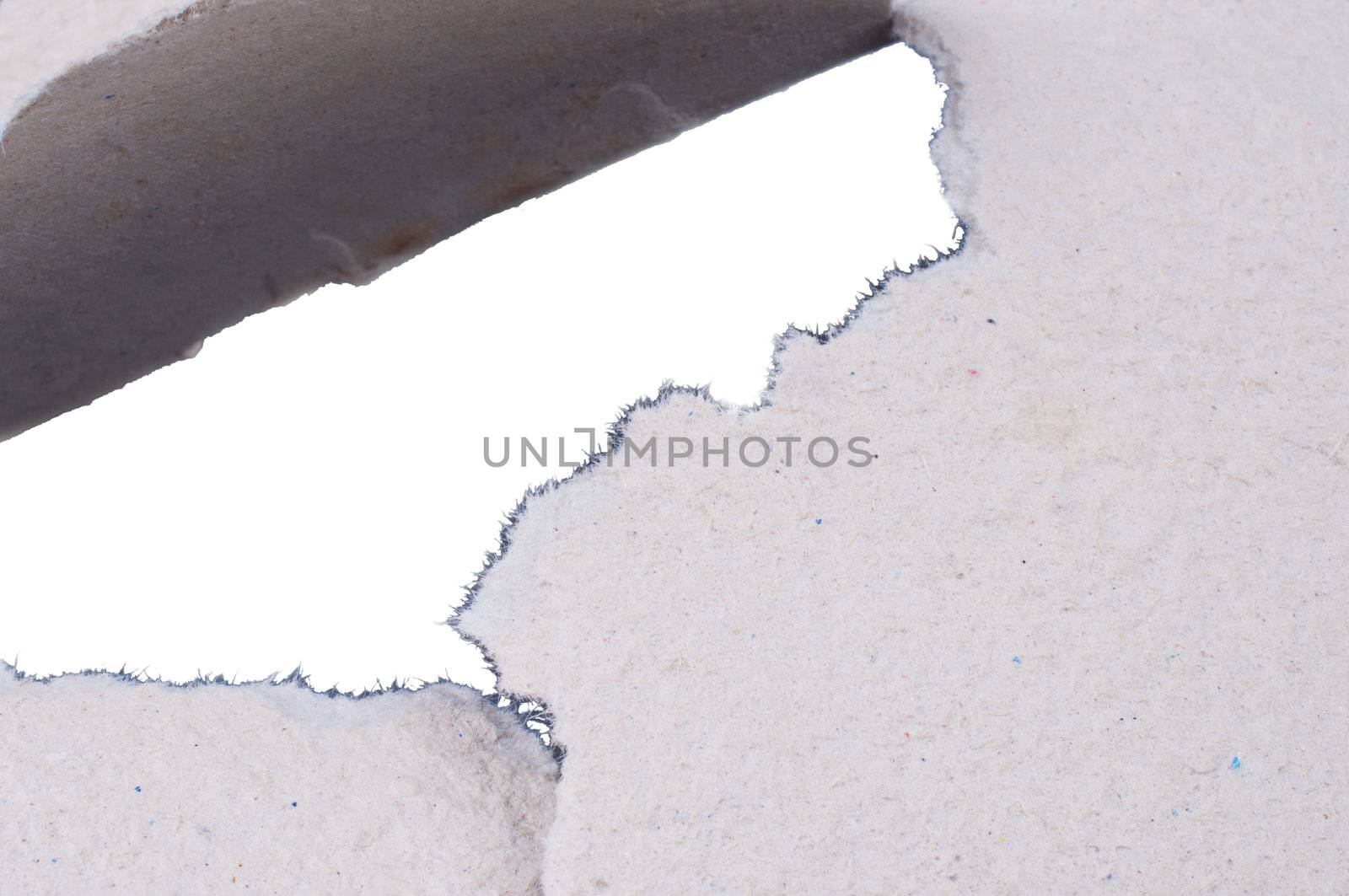 Abstract edged ripped crardboard isolated grey tear real