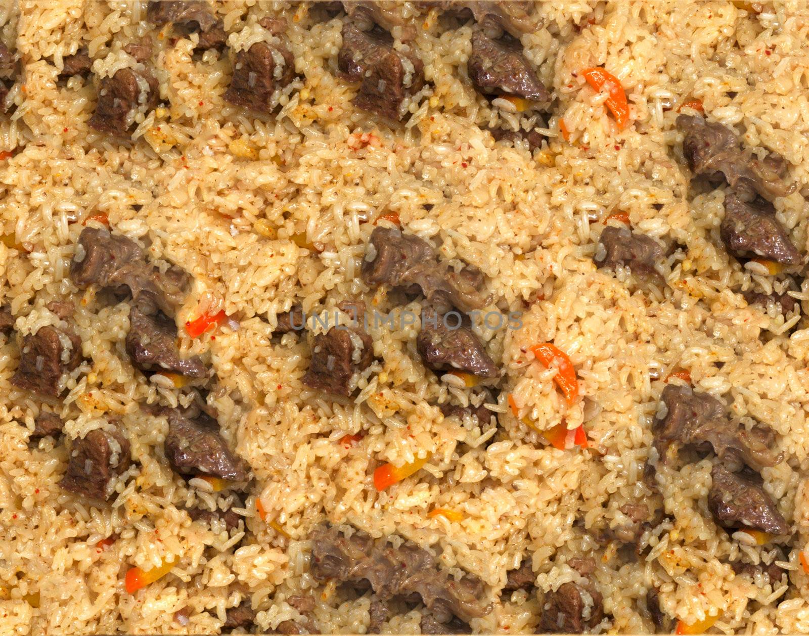 background of rice with meat. pilaf by schankz