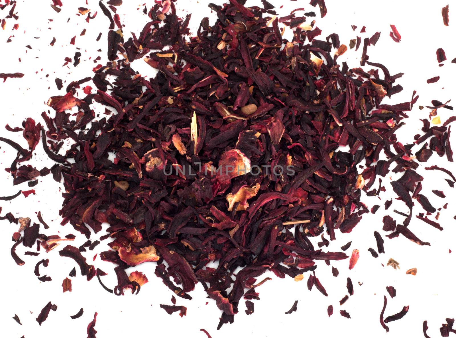 Hibiscus red tea,also known as carcade on white background  by schankz