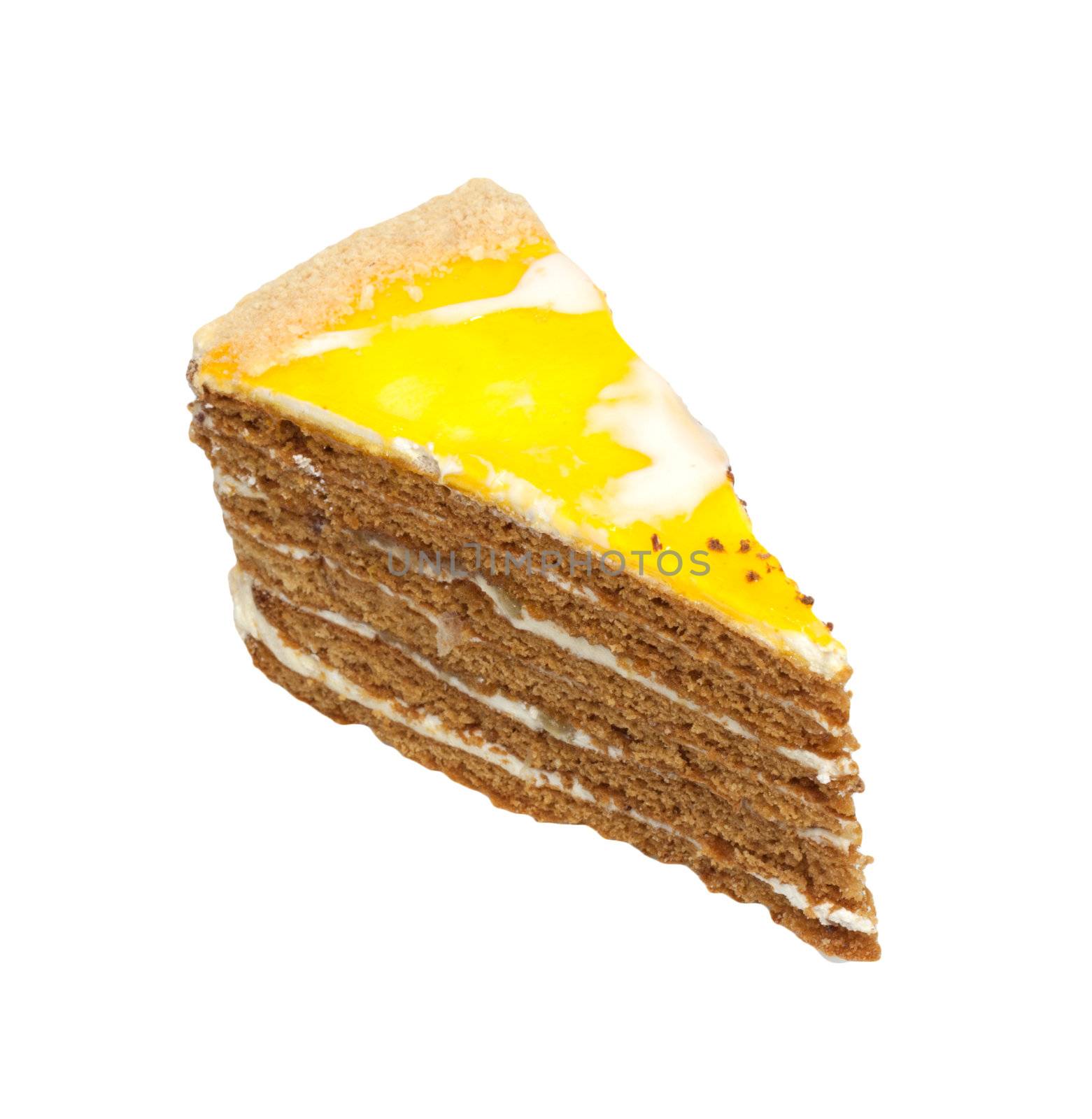 orange cake isolated on white background 