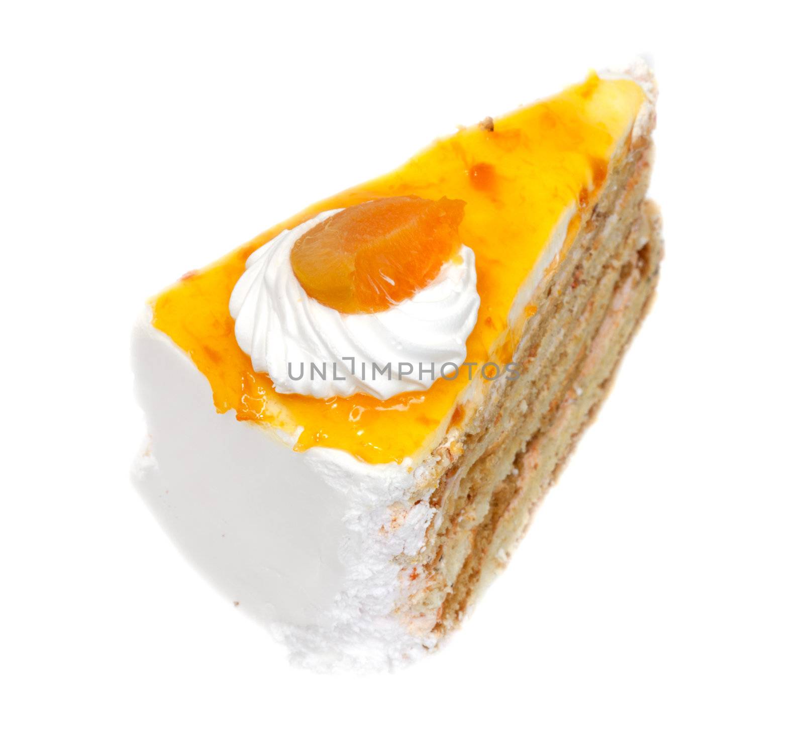 orange cake isolated on white background 