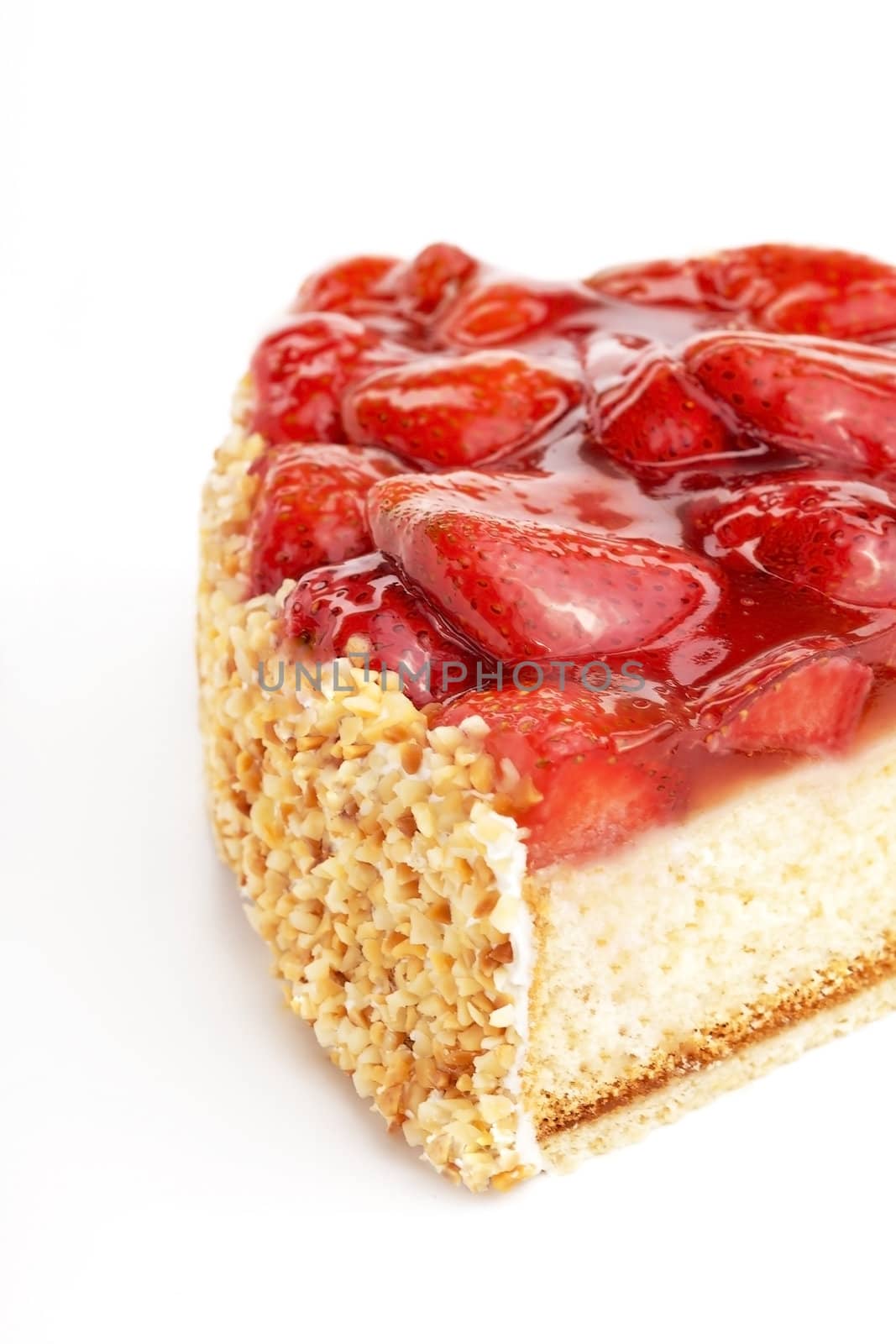 tasty strawberry cake isolated on white background