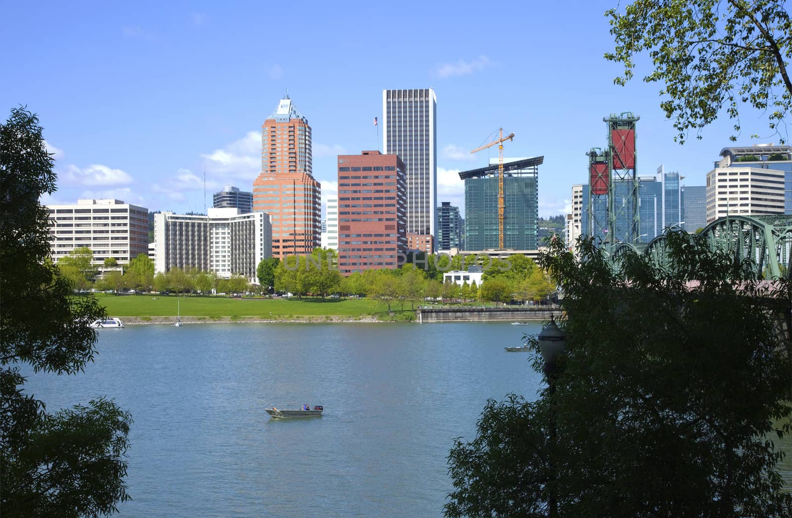 City of Portland Oregon skyline in Spring.