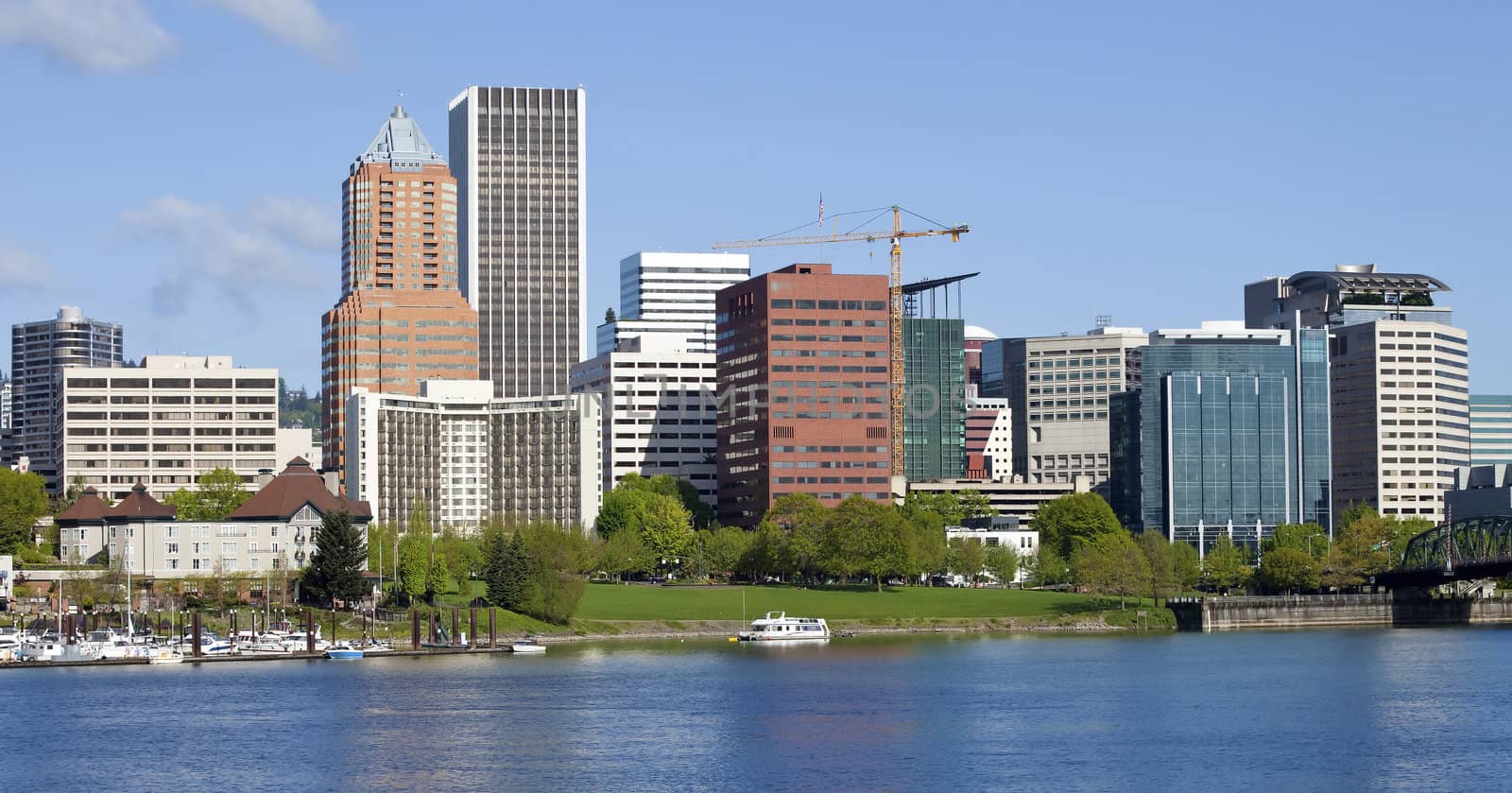 City of Portland Oregon skyline in Spring.