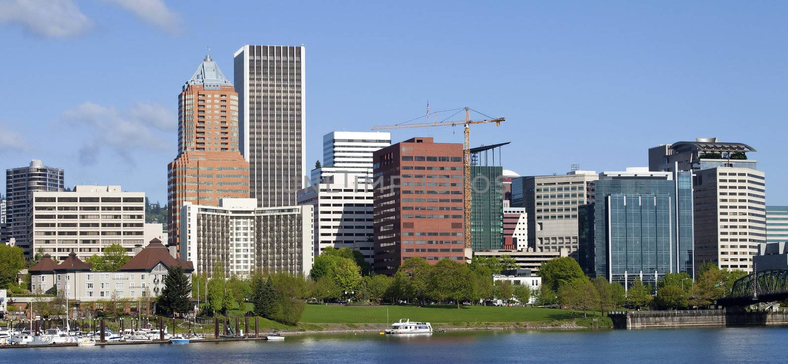 City of Portland Oregon skyline in Spring.