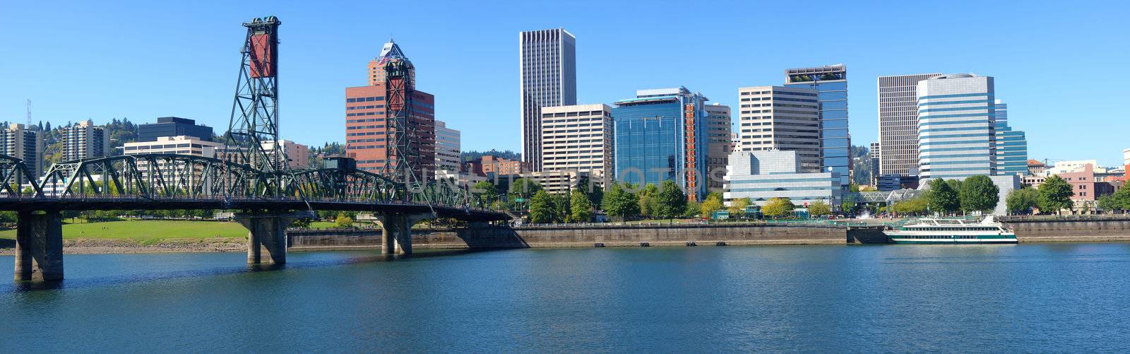 Portland Oregon architecture, the Spirit of Portland ship and river.