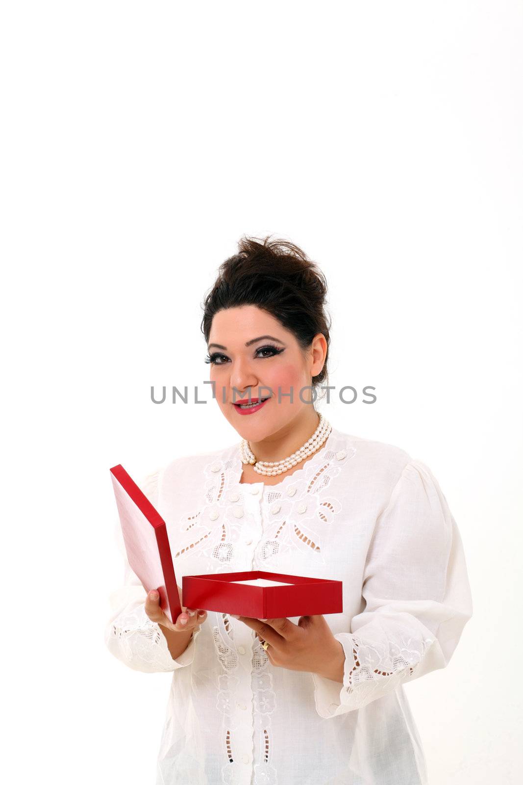 Elegant plus size woman with a box by shamtor