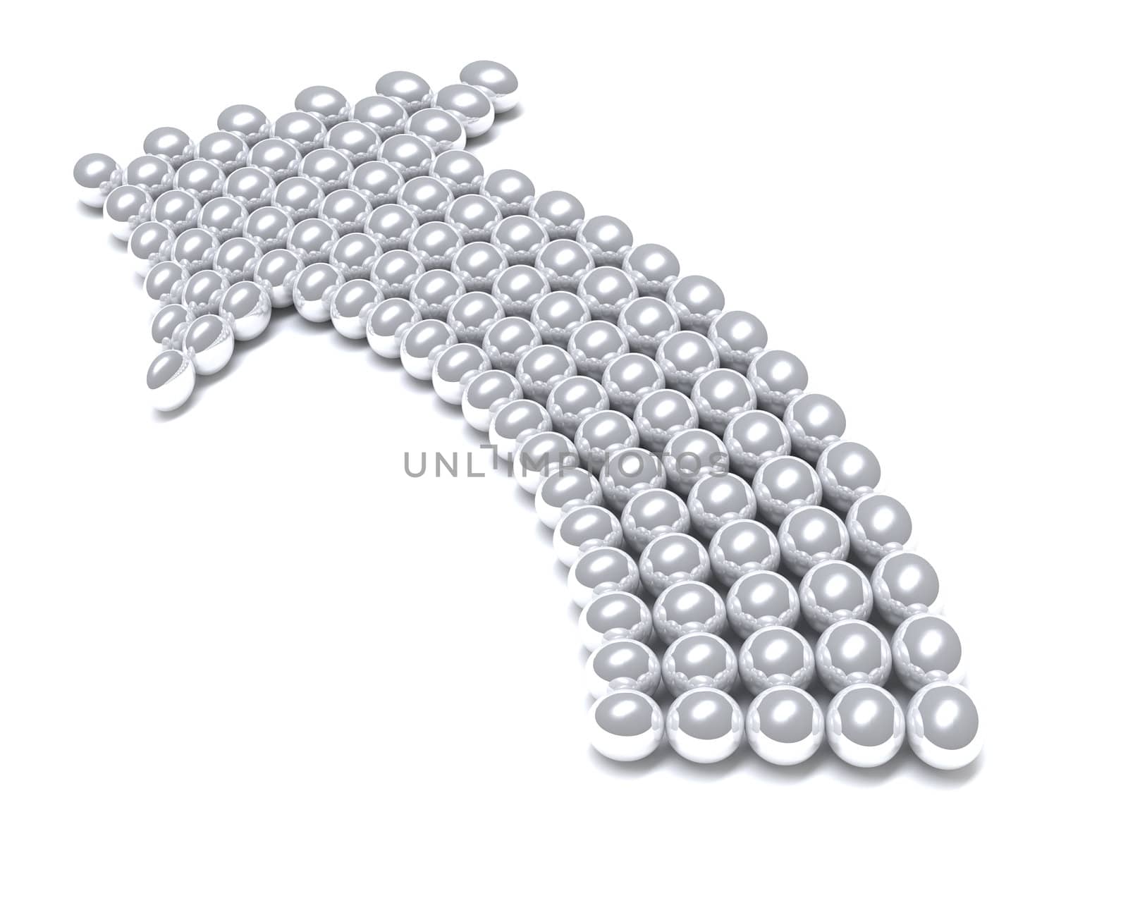 Grey arrow consisting of metal balls by Serp