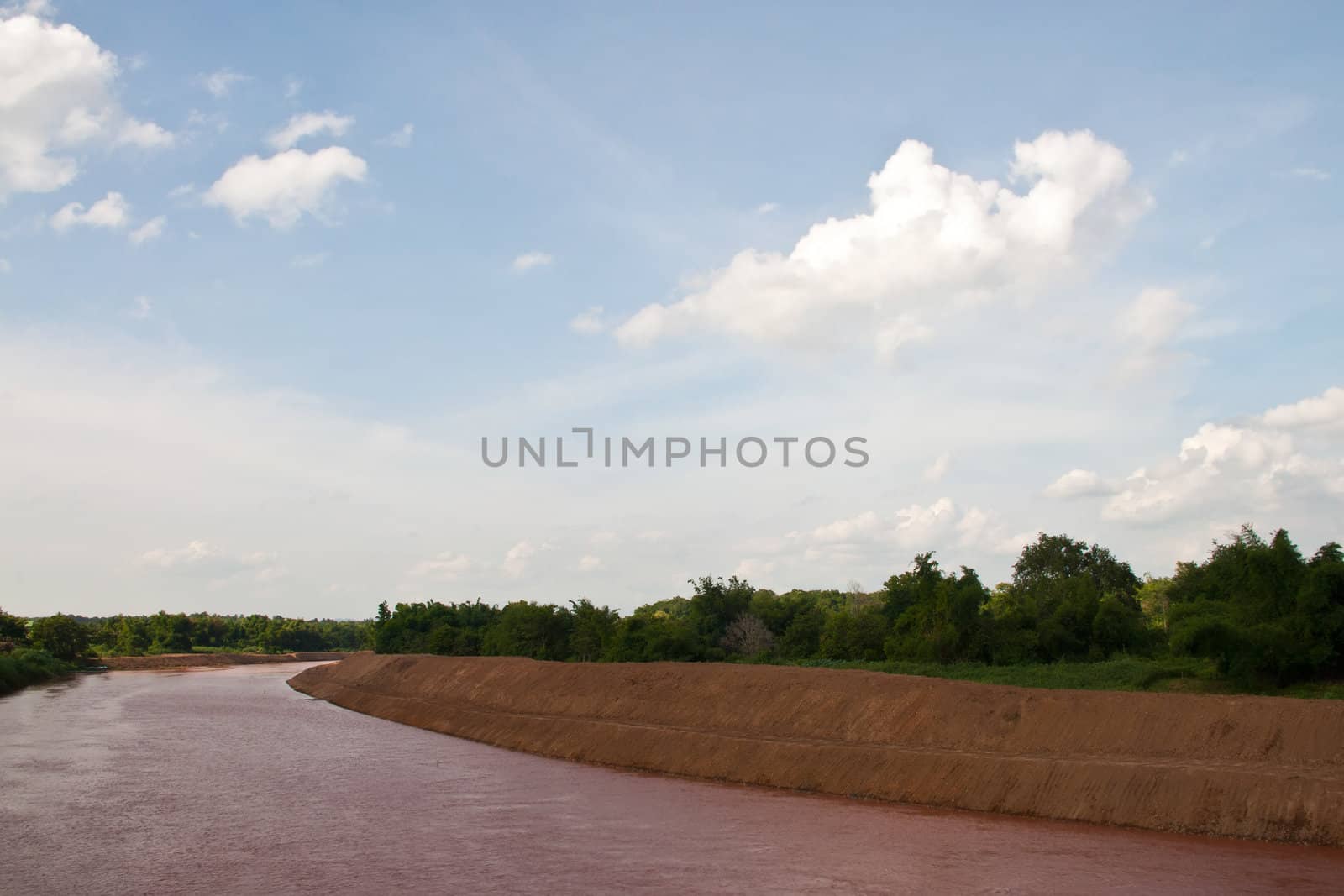 River and  blue sky