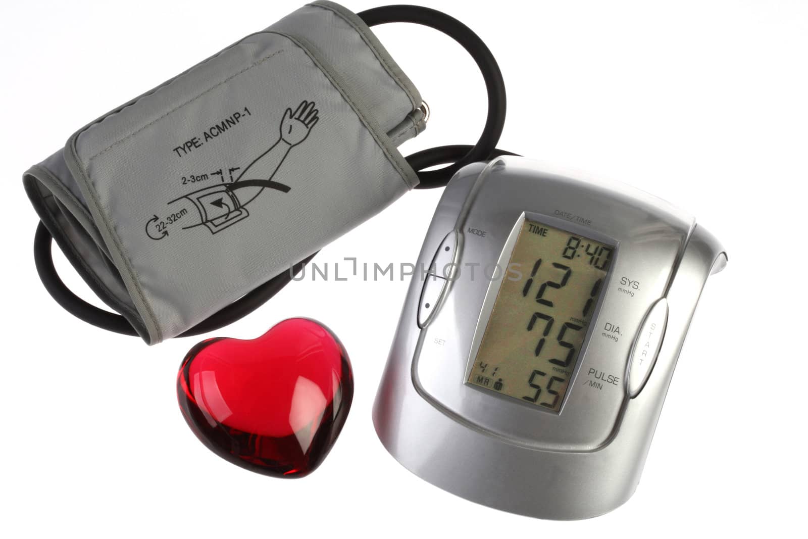 Blood pressure gauge indicating "normal" blood pressure