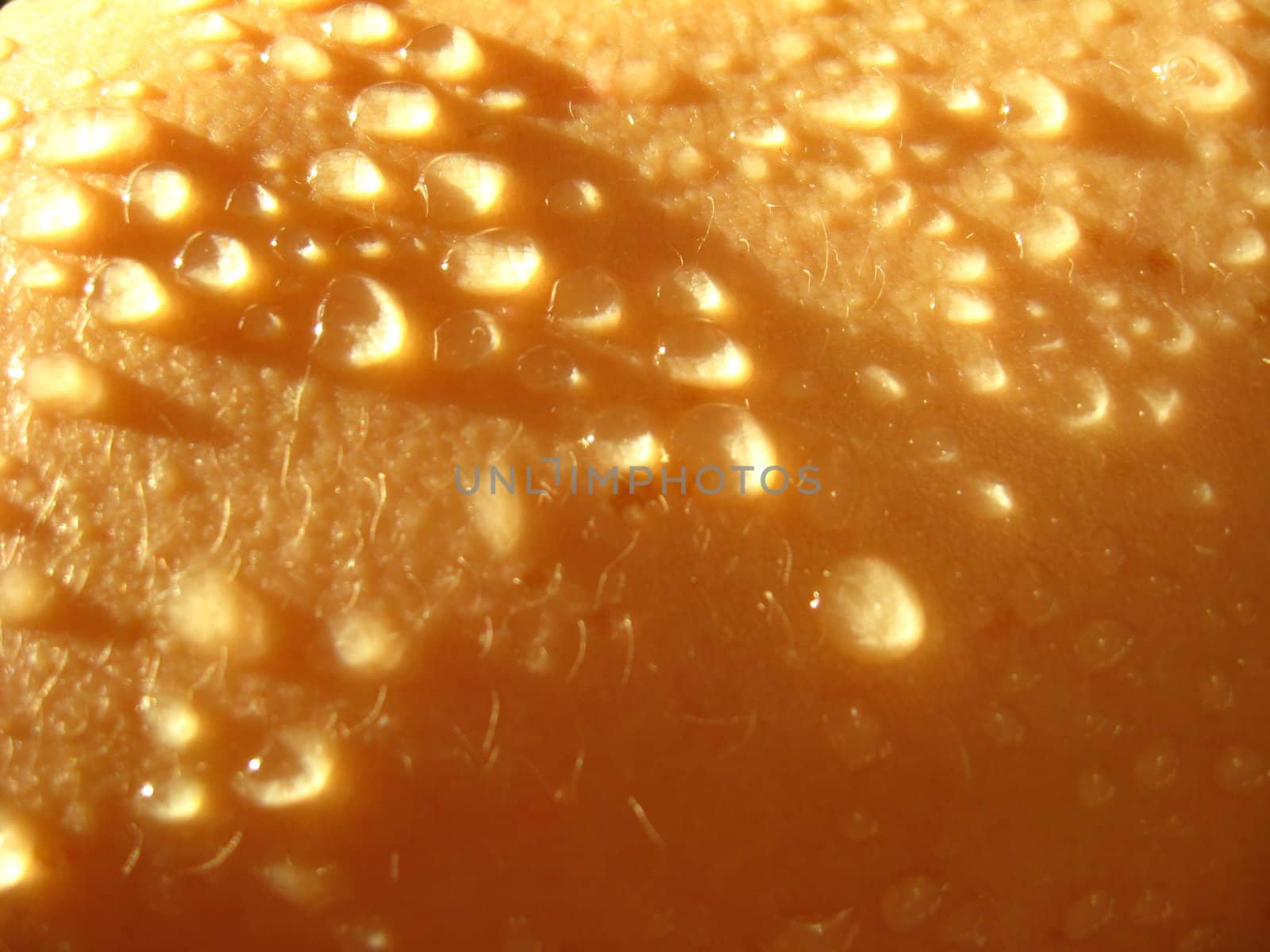 the surface of a human skin with droplets of water