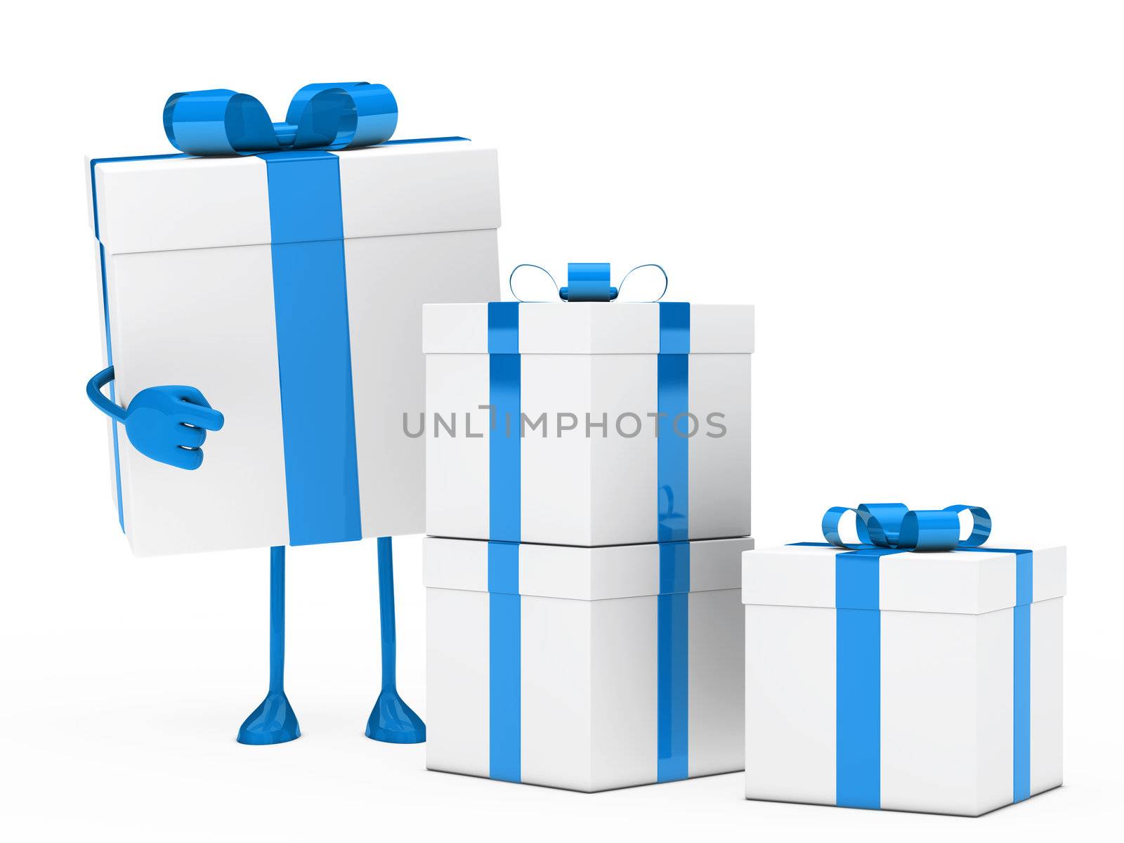 christmas blue white gift box figure point