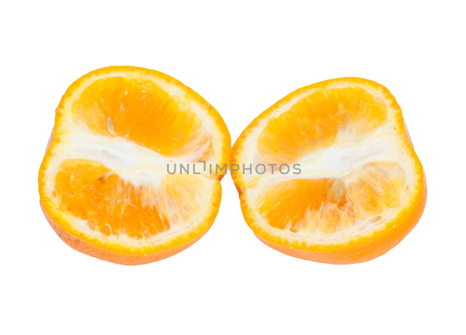 fresh mandarin with leaf isolated on white  by schankz