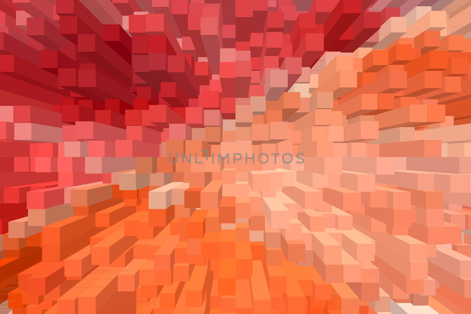 An abstract background with cubes and red color 