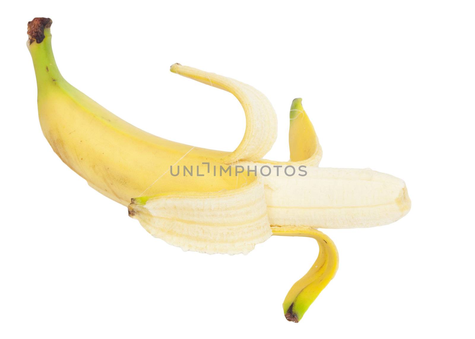 Open banana isolated on white background  by schankz