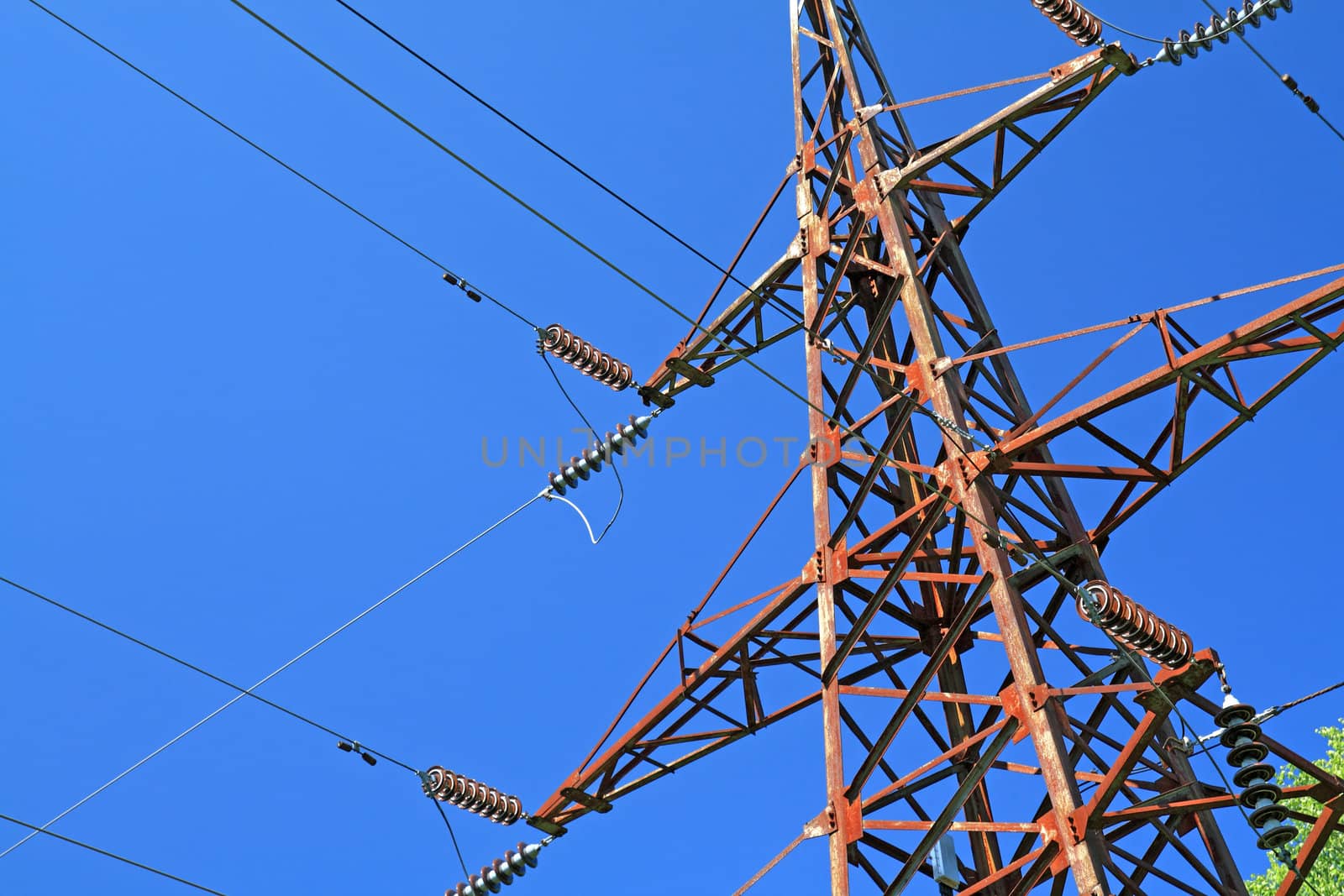 electric pole on blue background