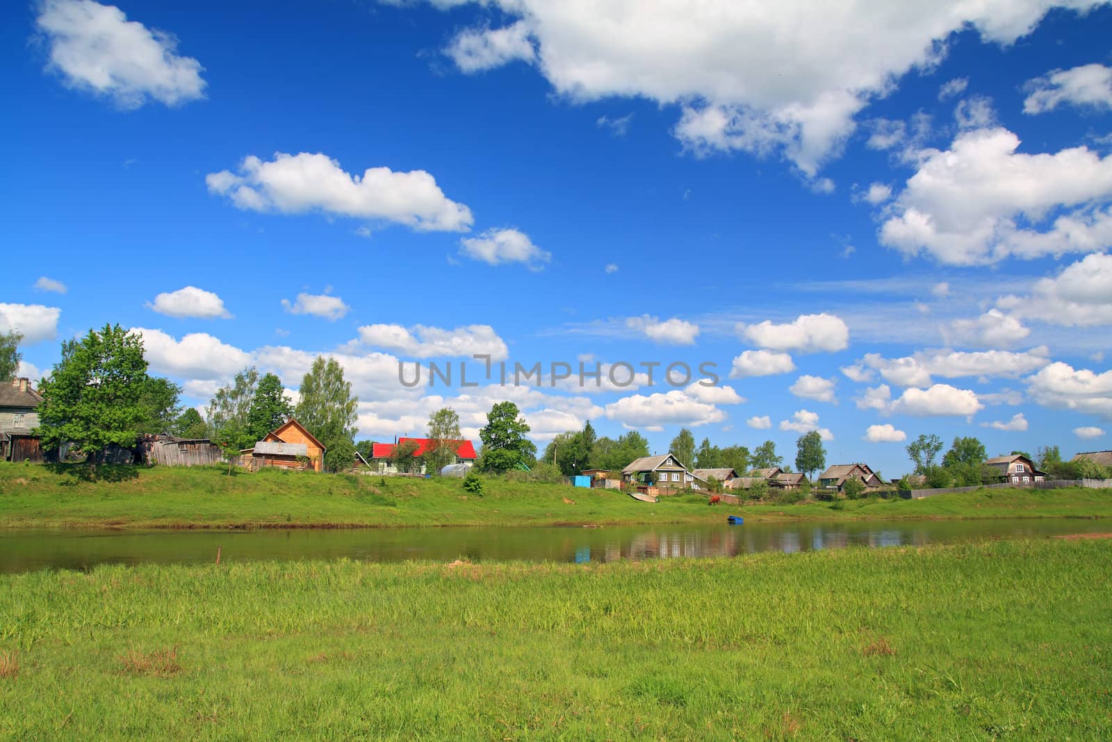 small village on river coast