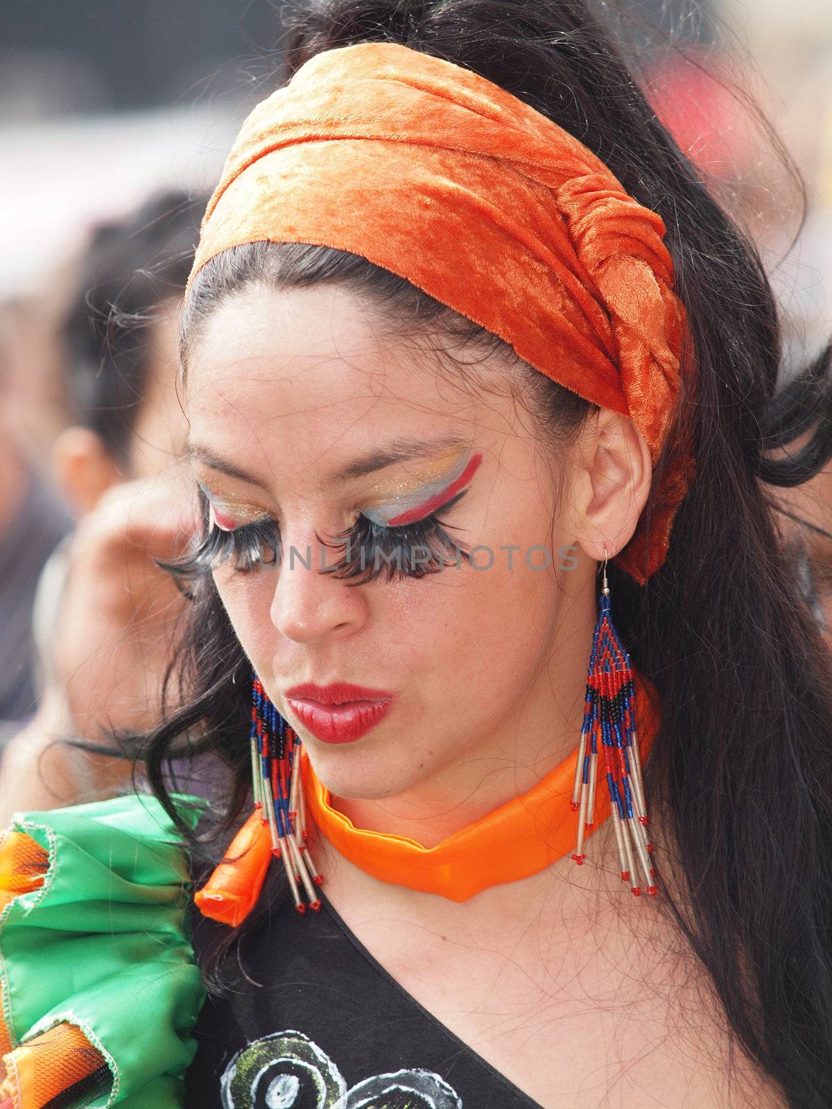 COPENHAGEN - MAY 26: Participant in the 30th annual Copenhagen Carnival parade of fantastic costumes, samba dancing and Latin styles starts on May 25, 2012 in Copenhagen, Denmark.