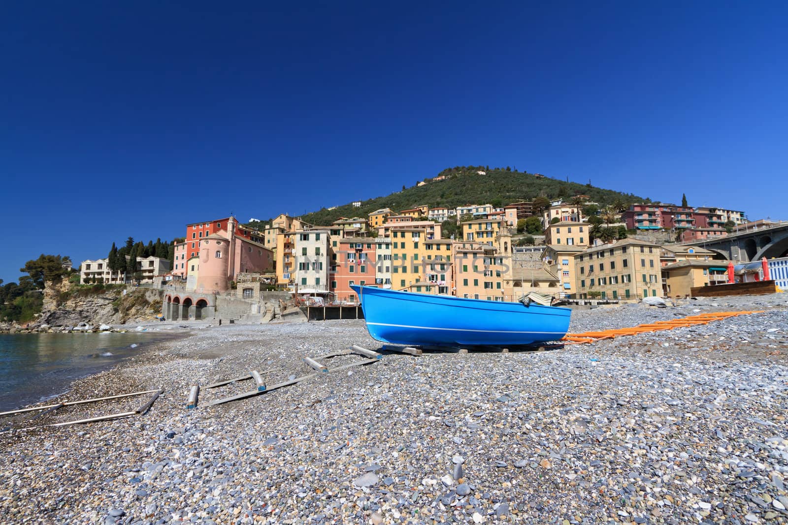 beach in Sori, small village in Liguria, Italy