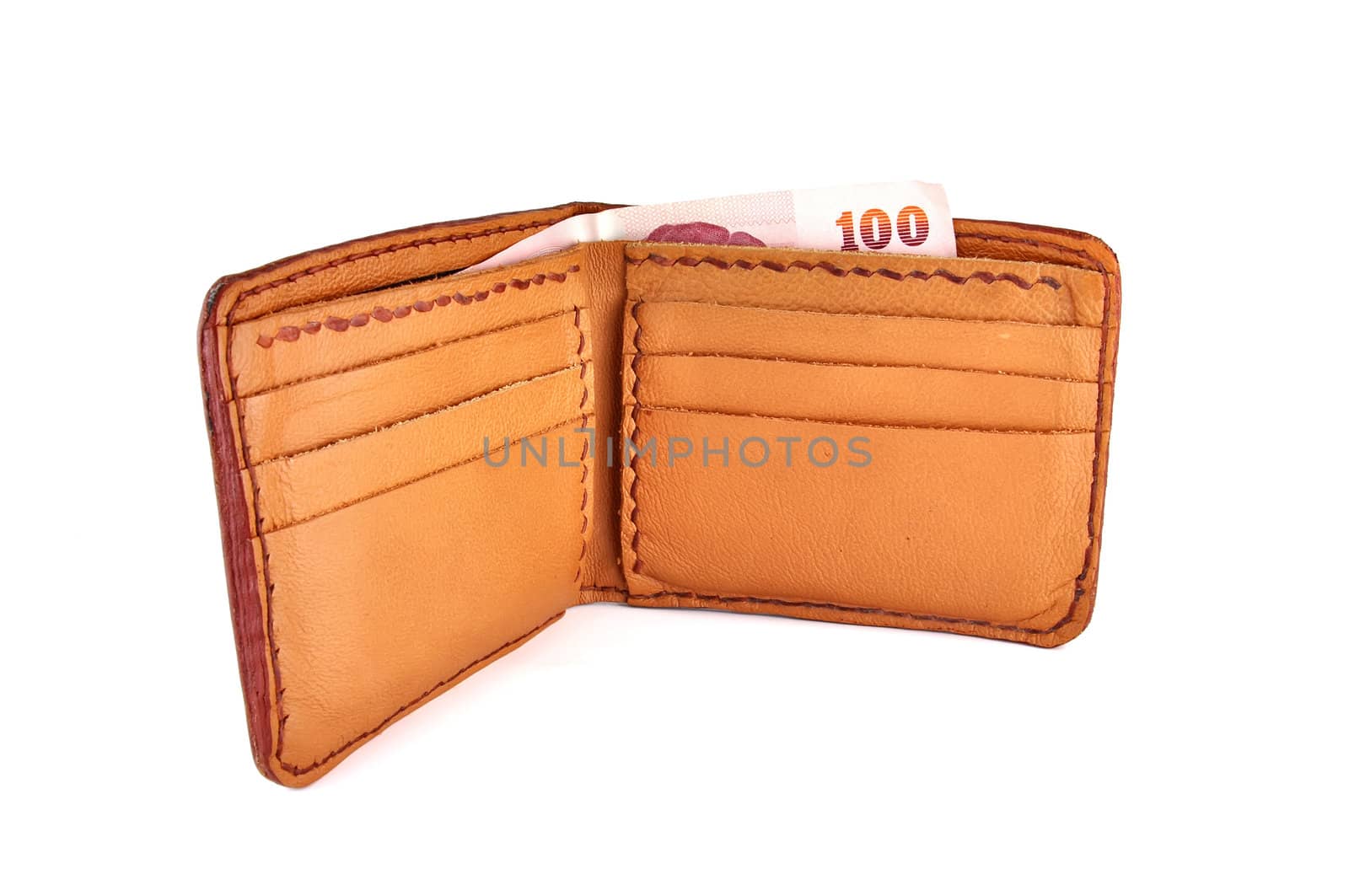 Brown leather wallet by phanlop88