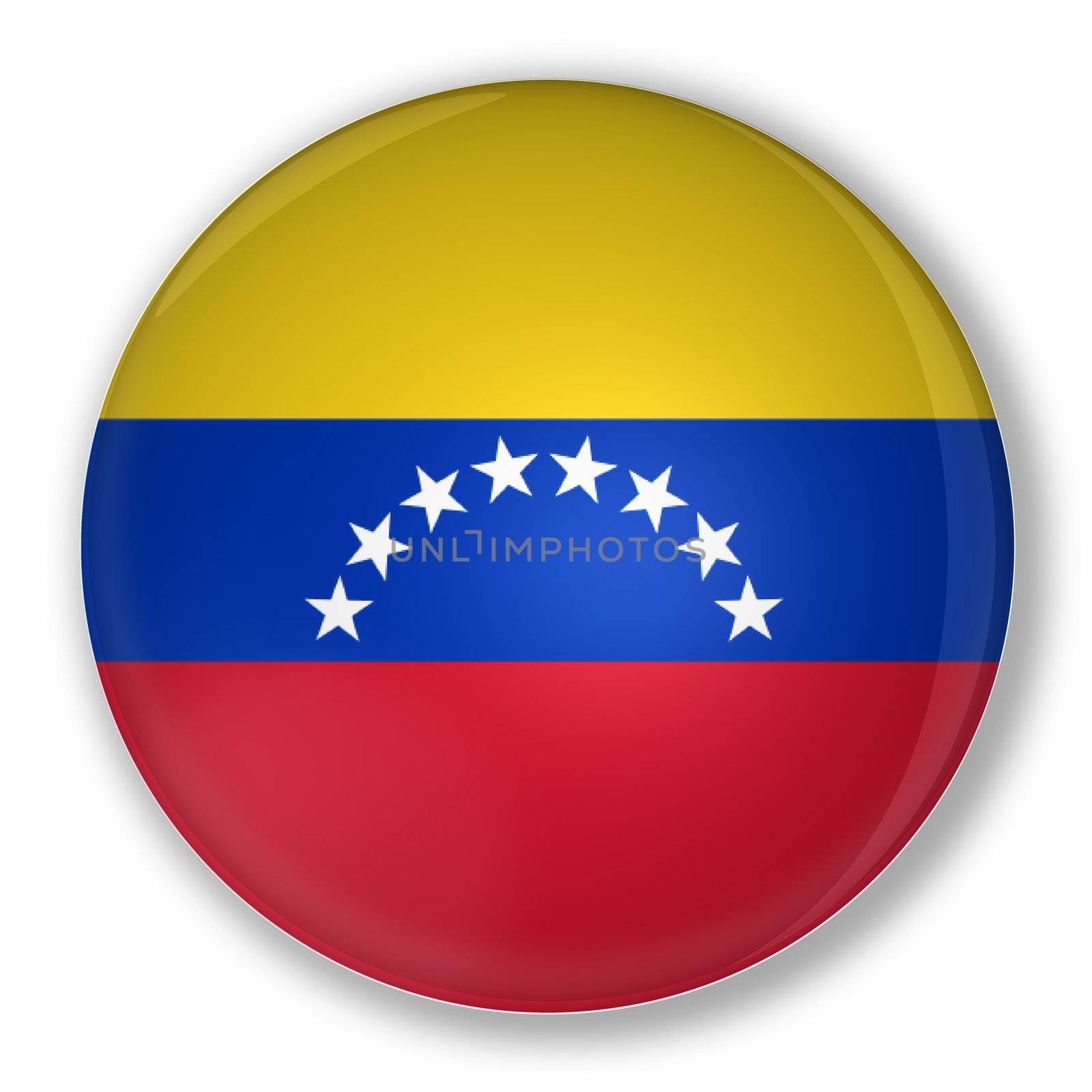 Illustration of a badge flag of Venezuela with shadow