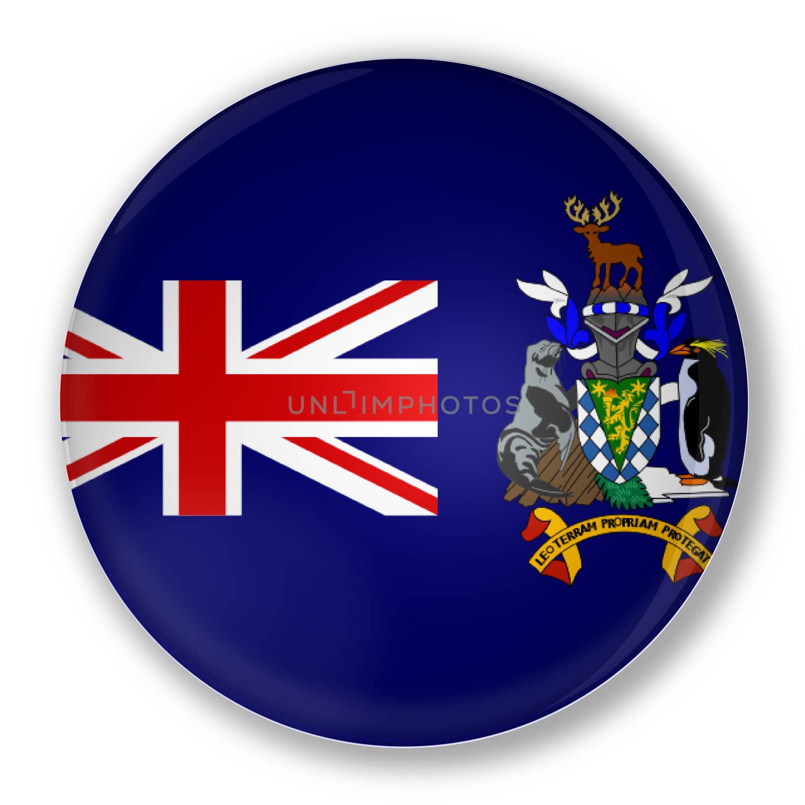 Illustration of a badge flag of South Georgia Island with shadow