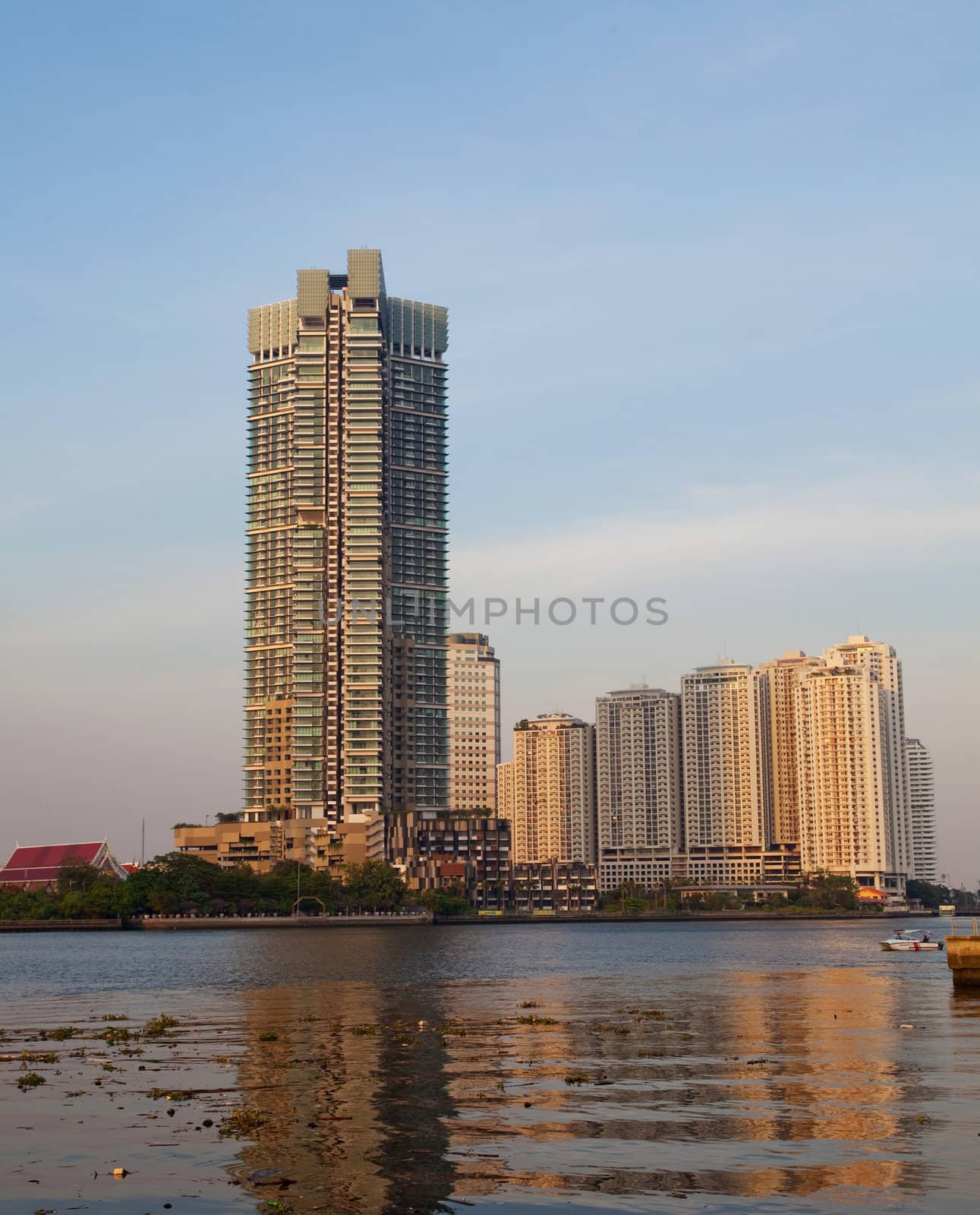Lake near city in Thailand