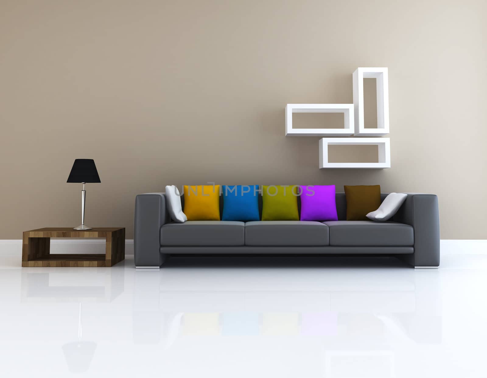 Living room design 3D rendering