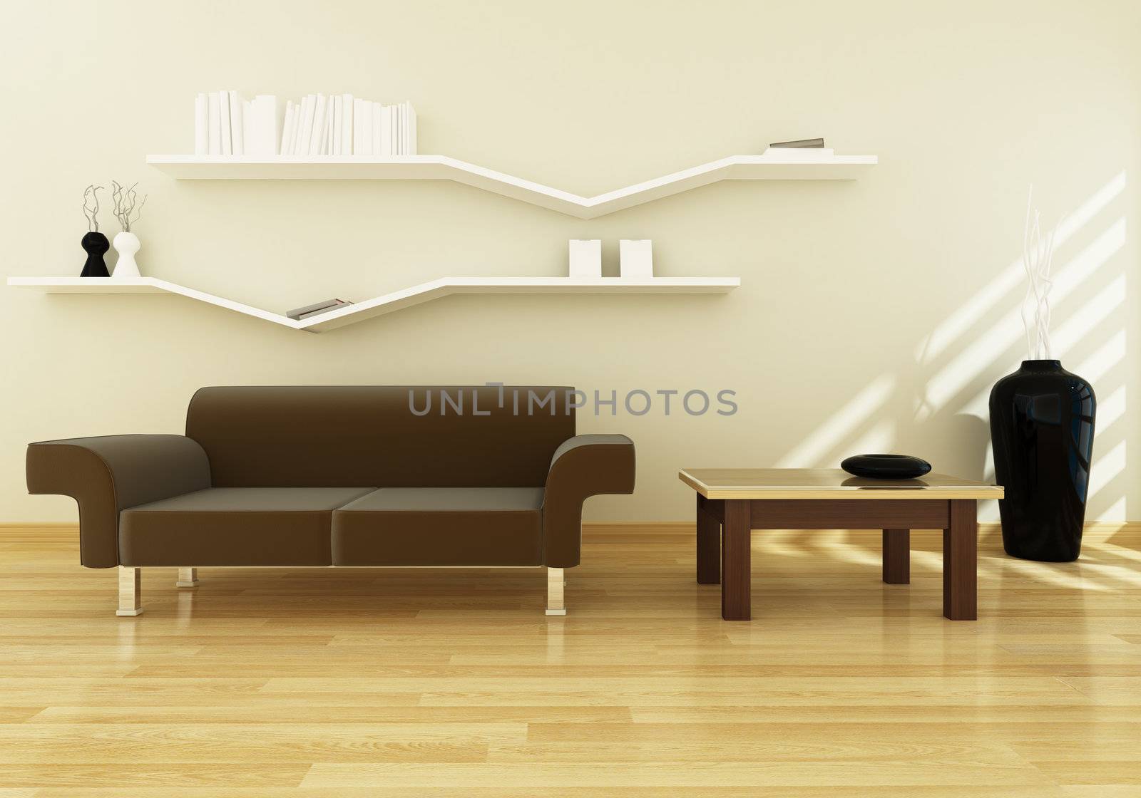 Living room modern design 3d rendering
