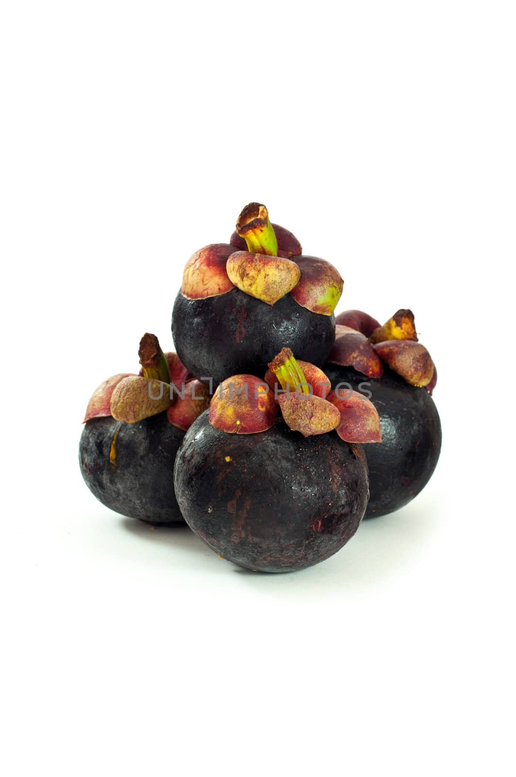Closeup of  mangosteen on white background