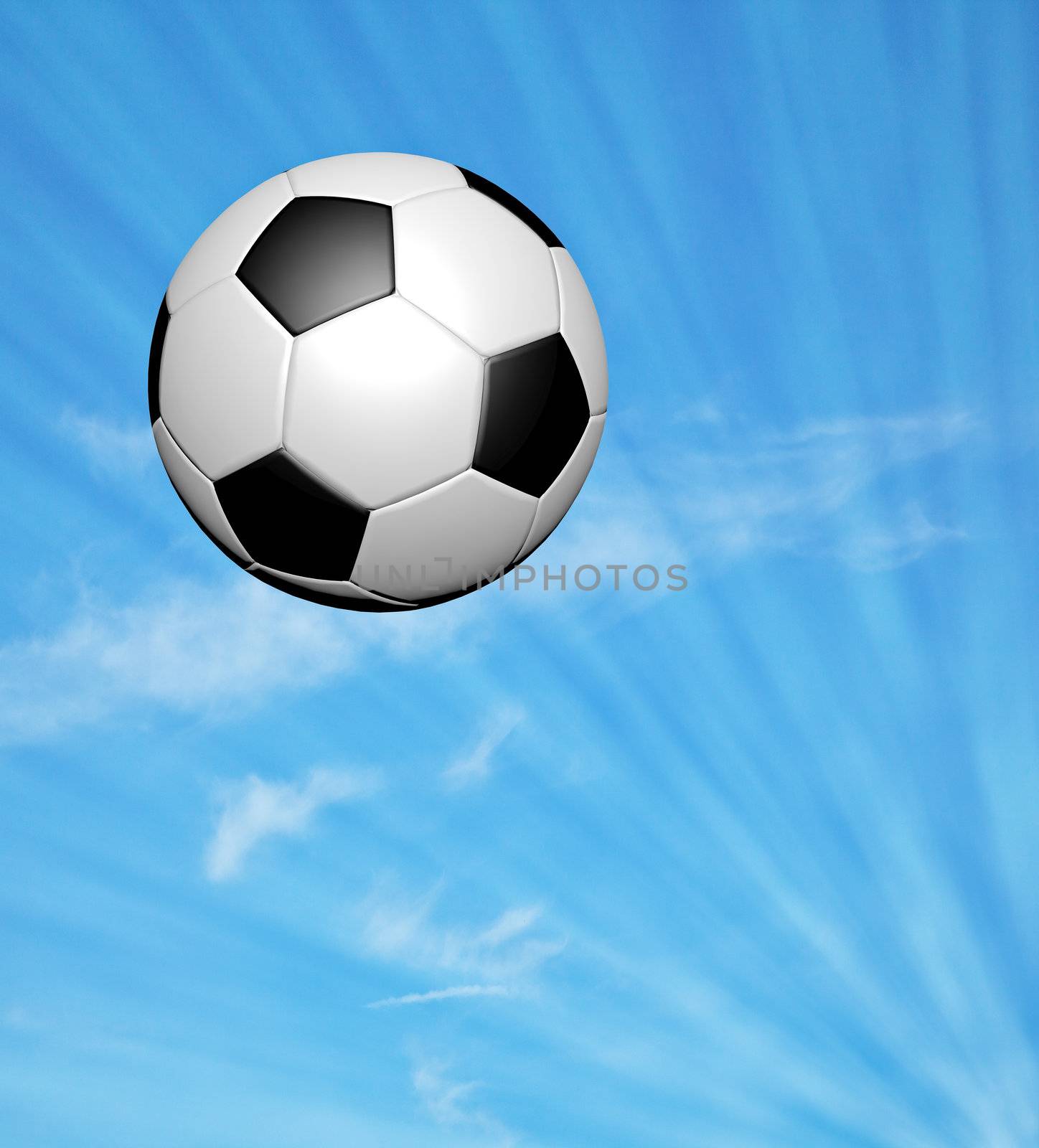 soccer ball on blue sky by FrameAngel