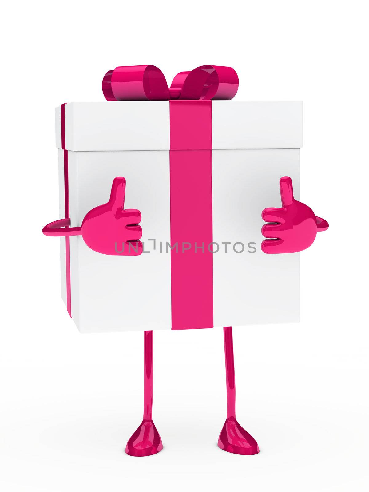 christmas pink white gift figure thumb up