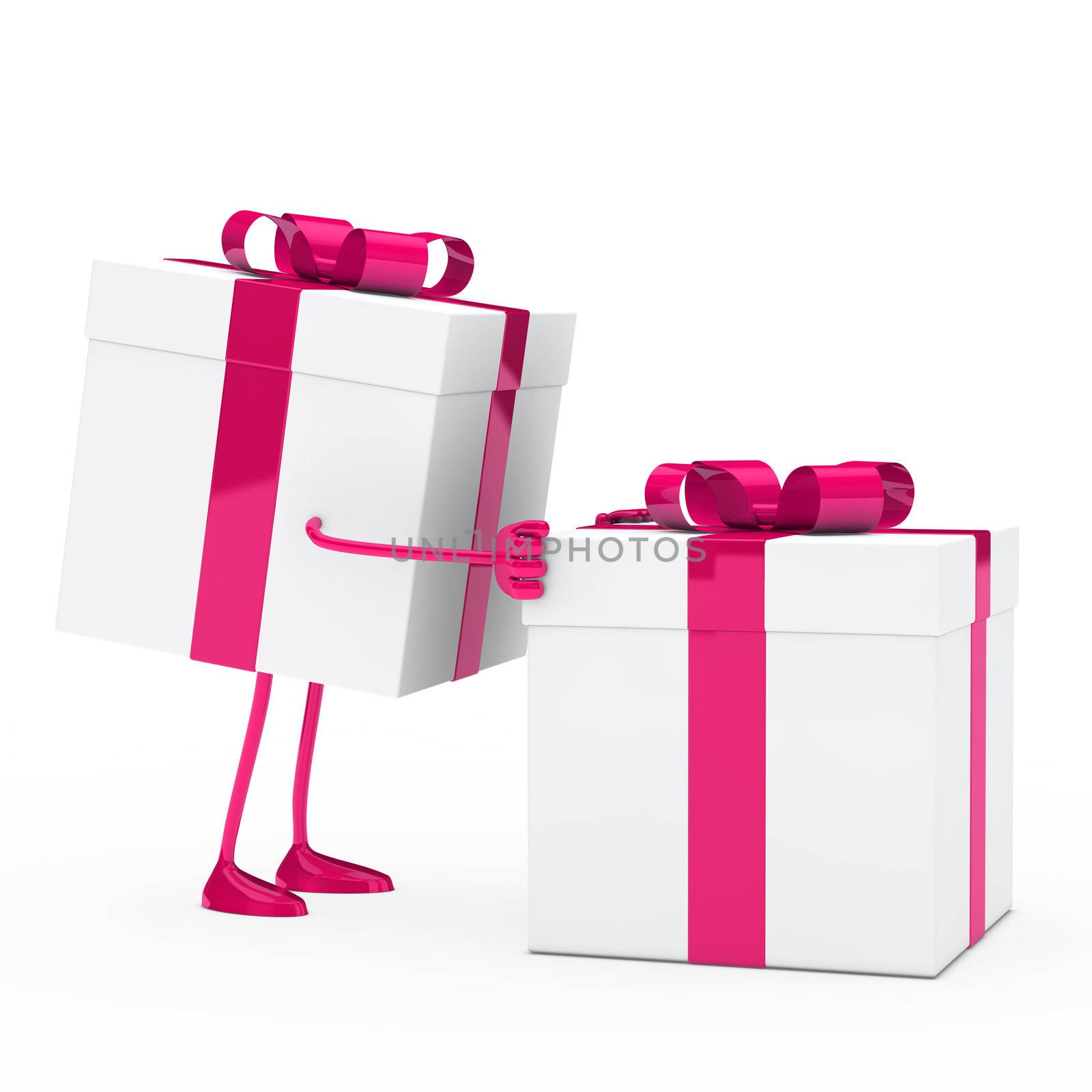 christmas pink white figure push gift box