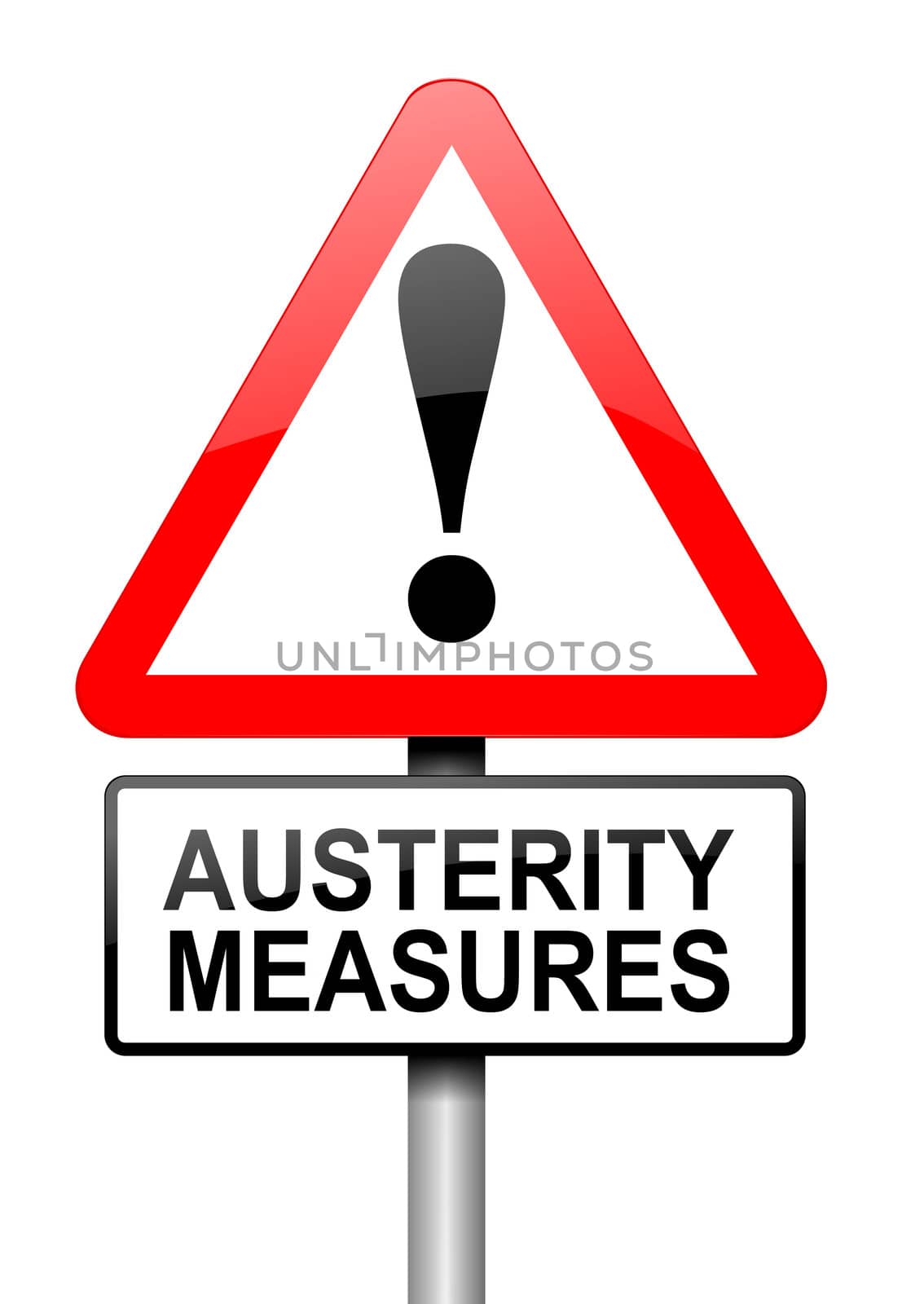 Illustration depicting a road traffic sign with an austerity concept. White background.