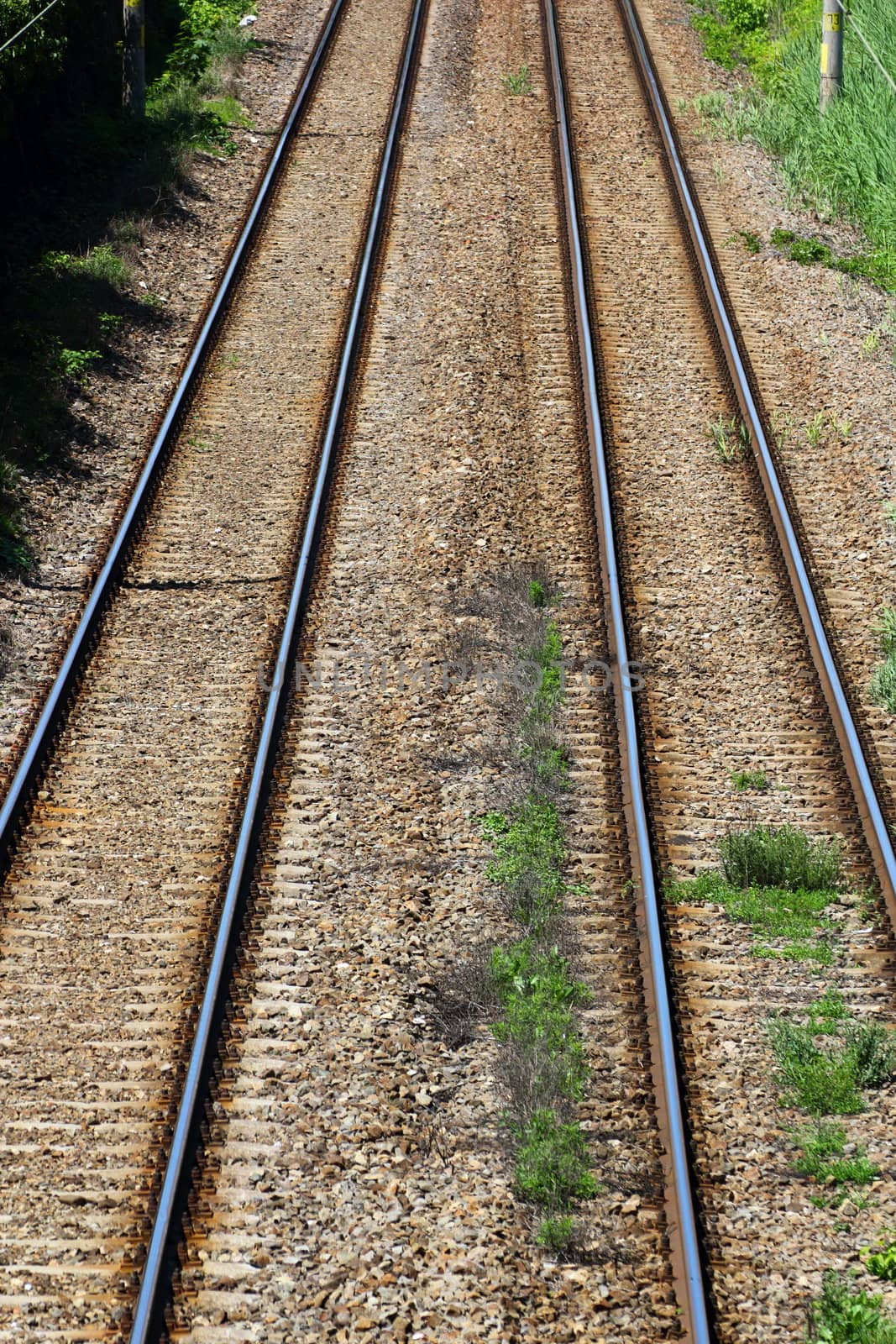 double railroad perspective from above