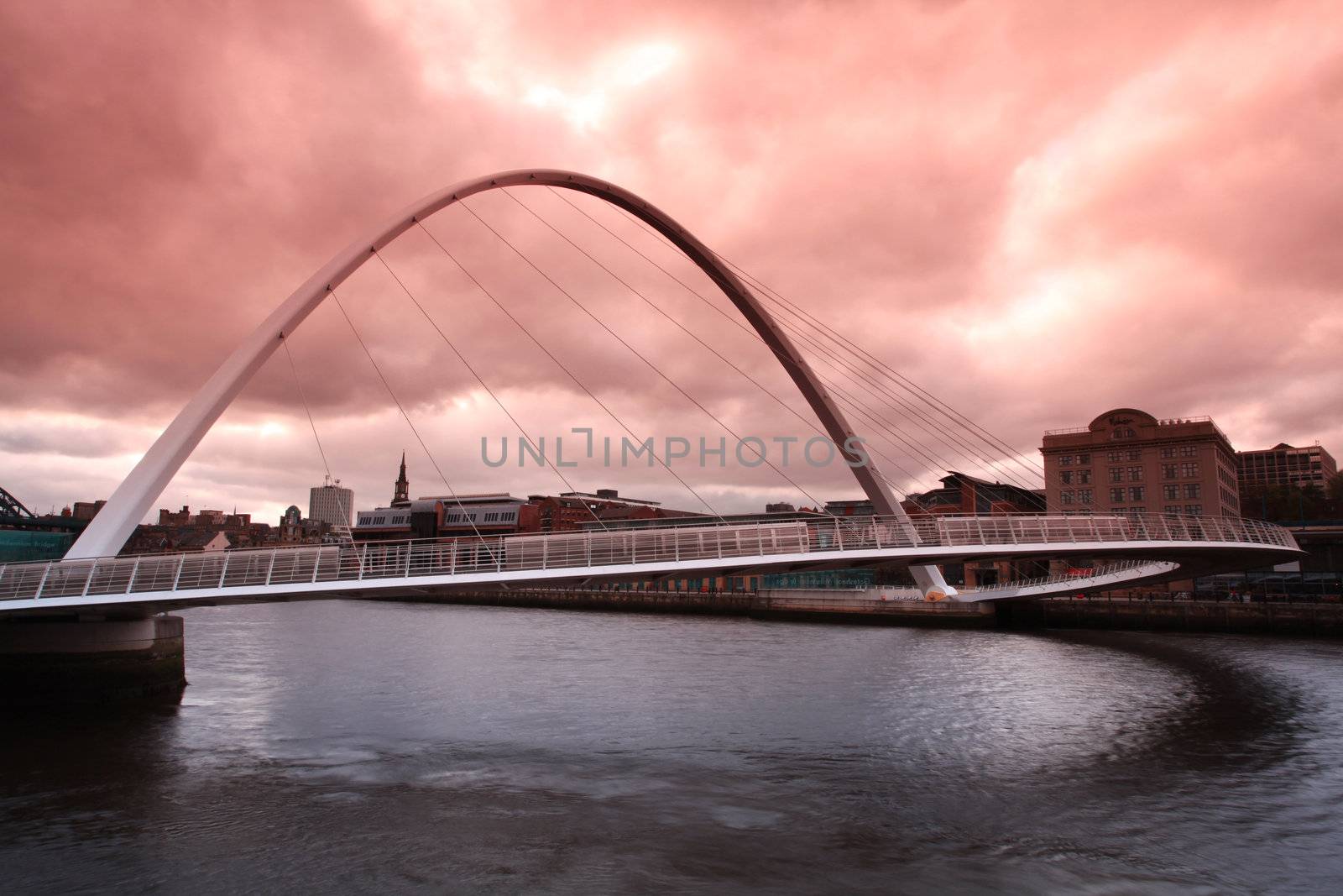 Dusk over the Millenium bridge in Newcastle upon Tyne