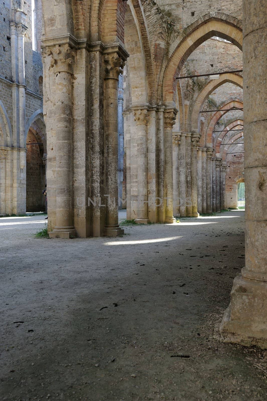 an impressive and beautiful gothic columnade in Tuscany