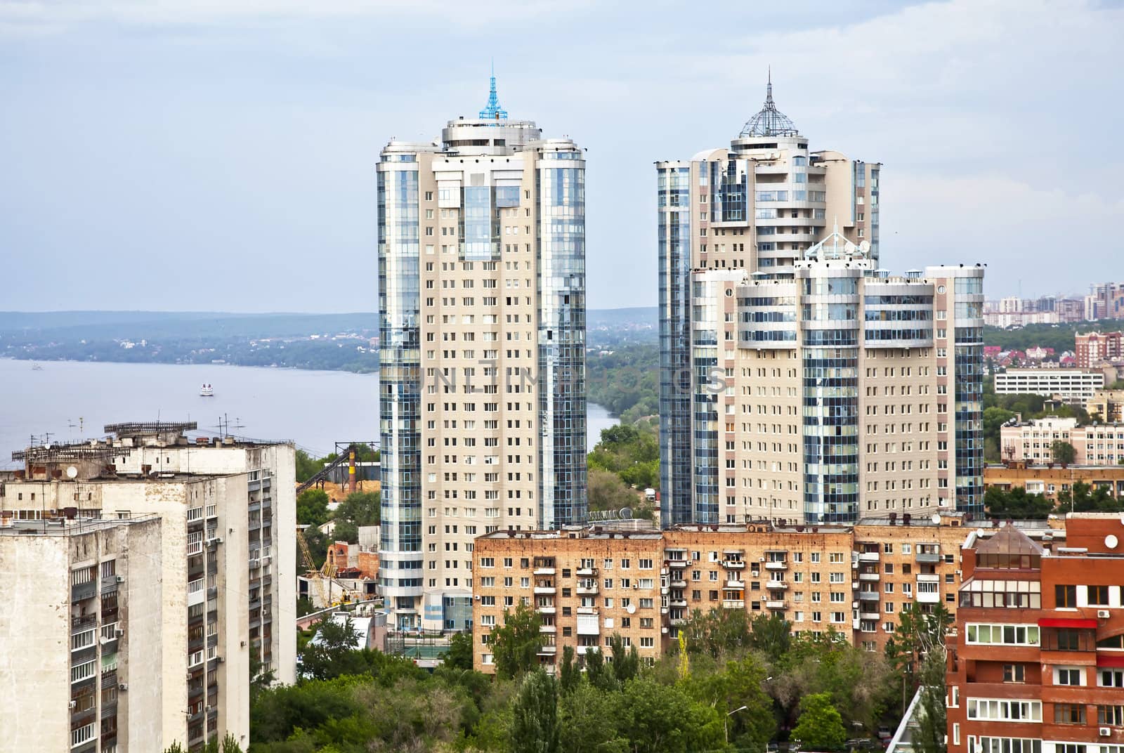 Samara on top. A typical architecture of the city center. Russia 