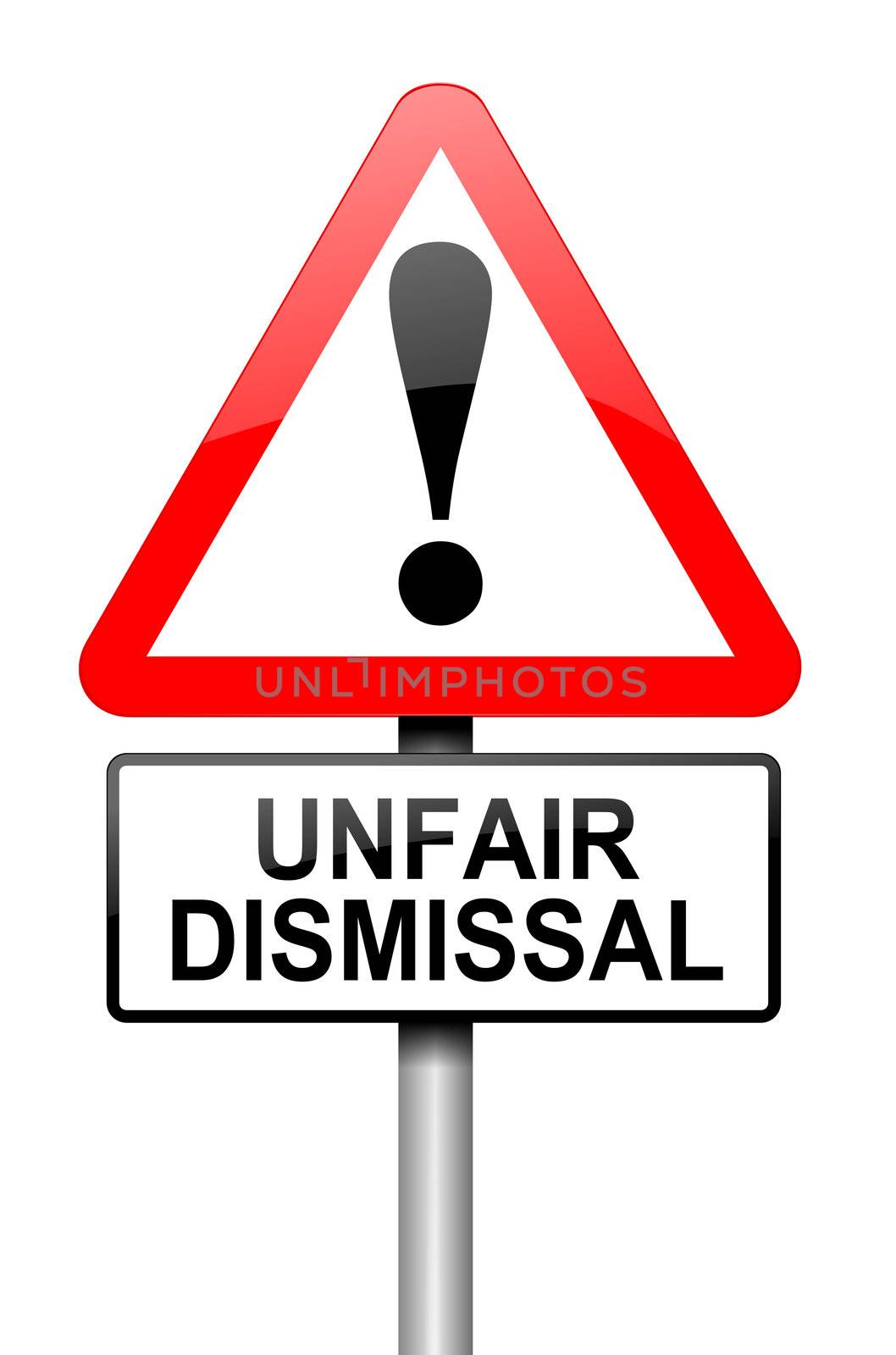 Illustration depicting a road traffic sign with an unfair dismissal cost concept. White background.