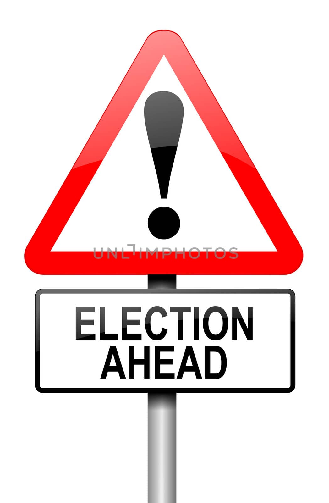 Illustration depicting a road traffic sign with a election concept. White background.