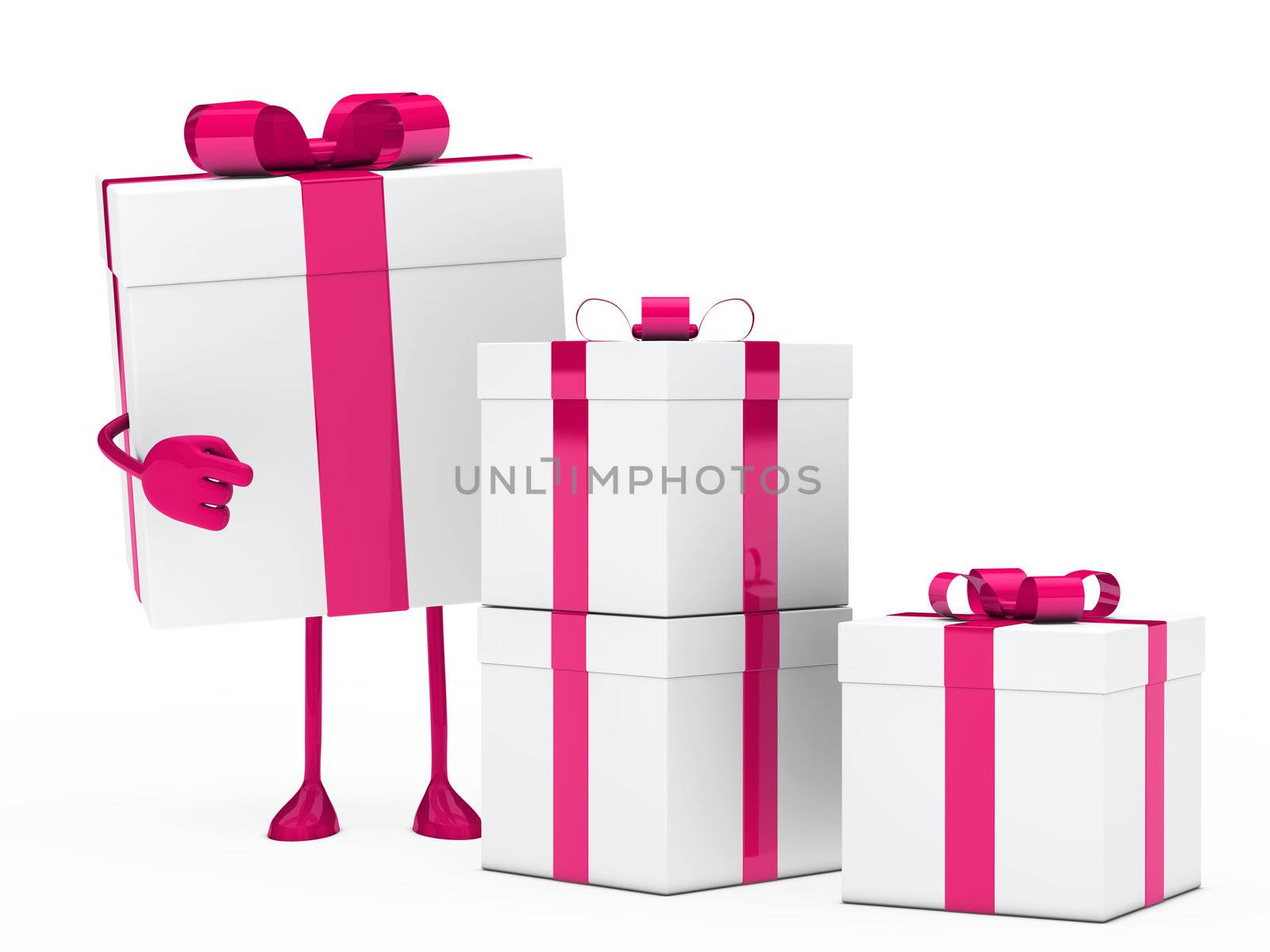 christmas pink white gift box figure point