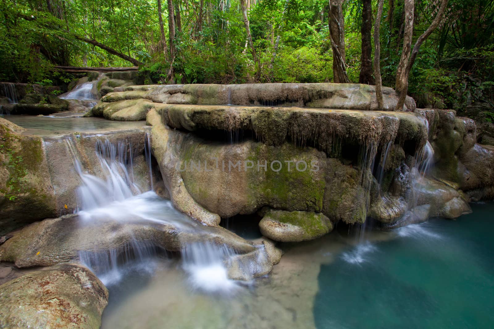 Eravan Waterfall in Kanchanaburi, Thailand