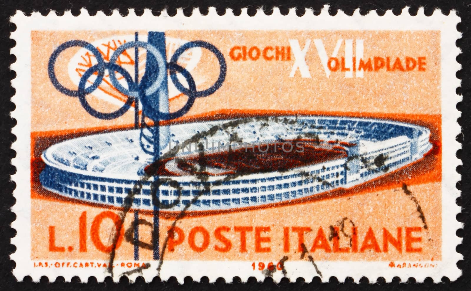 ITALY - CIRCA 1960: a stamp printed in the Italy shows Olympic Stadium, 17th Olympic Games, Rome, circa 1960