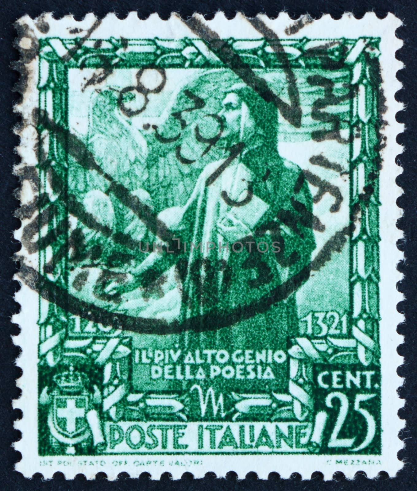 ITALY - CIRCA 1938: a stamp printed in the Italy shows Dante Alighieri, Italian Poet, circa 1938
